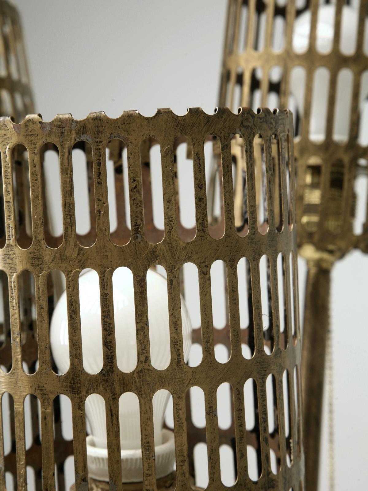 Mid-Century Modern Lampadaire italien vintage en métal doré, relief organique en forme de bambou en vente
