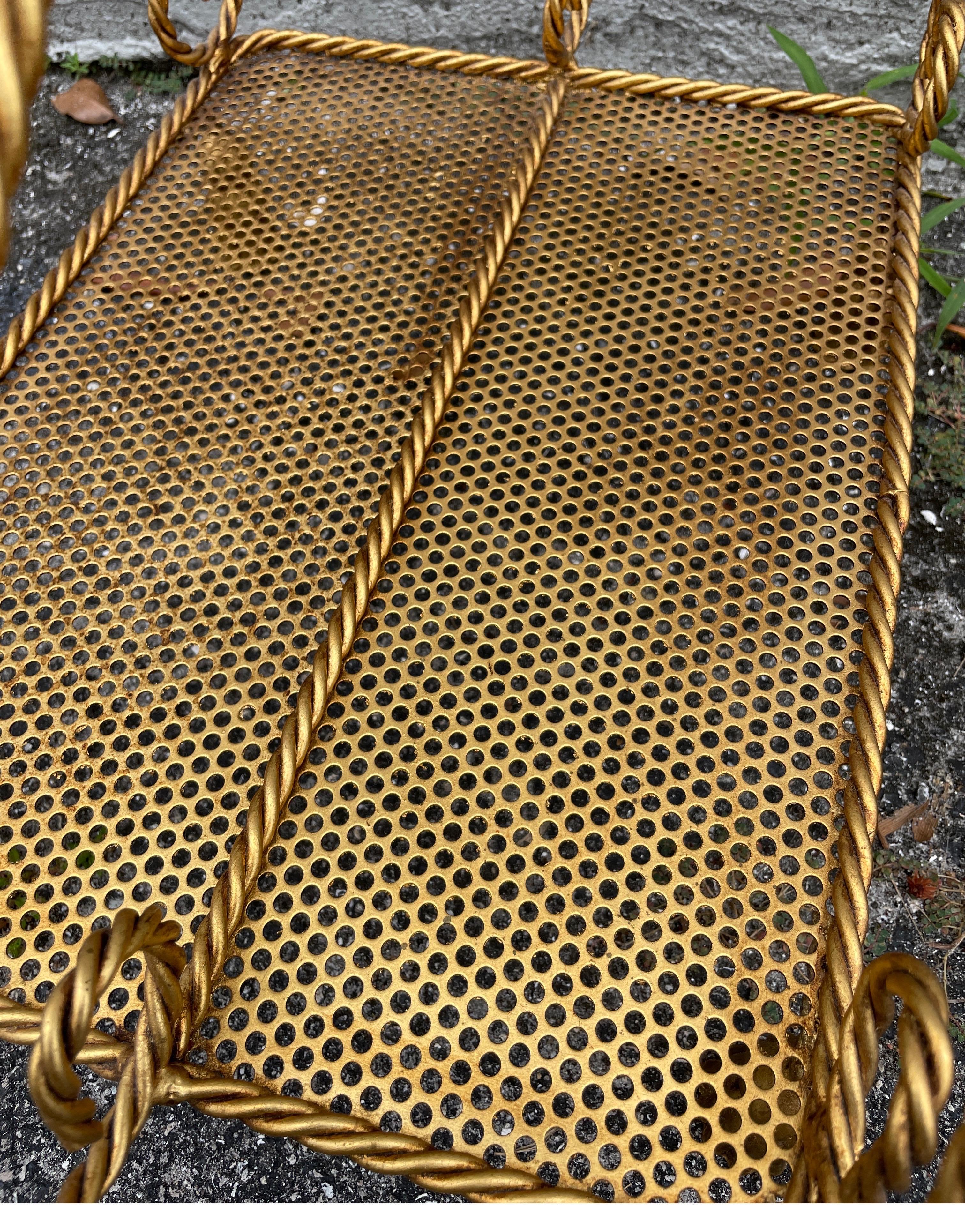 Vintage Italian Gilded Rope & Tassel Magazine Rack 1