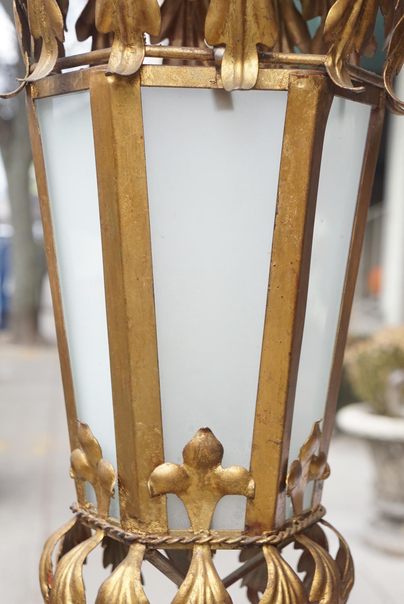 Vintage Italian Gilded Wrought Iron Floor Lamp 1