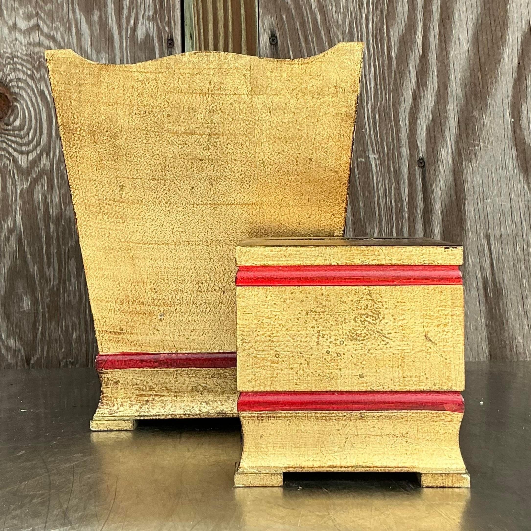 Accessoires de salle de bains italiens dorés vintage - Lot de 2 en vente 1