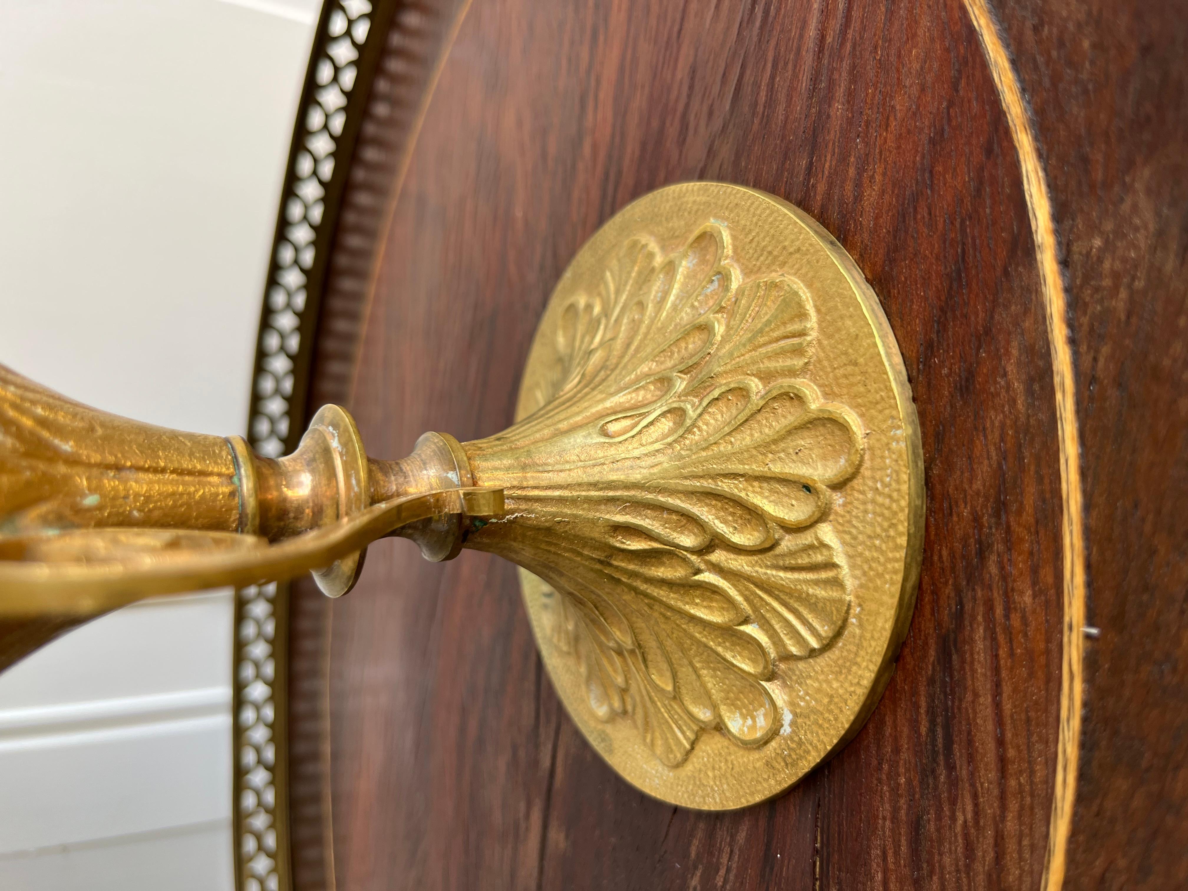 Exquisite Antique Italian Gilt Brass Floral 5 Arm Candelabra In Good Condition For Sale In Portsmouth, VA