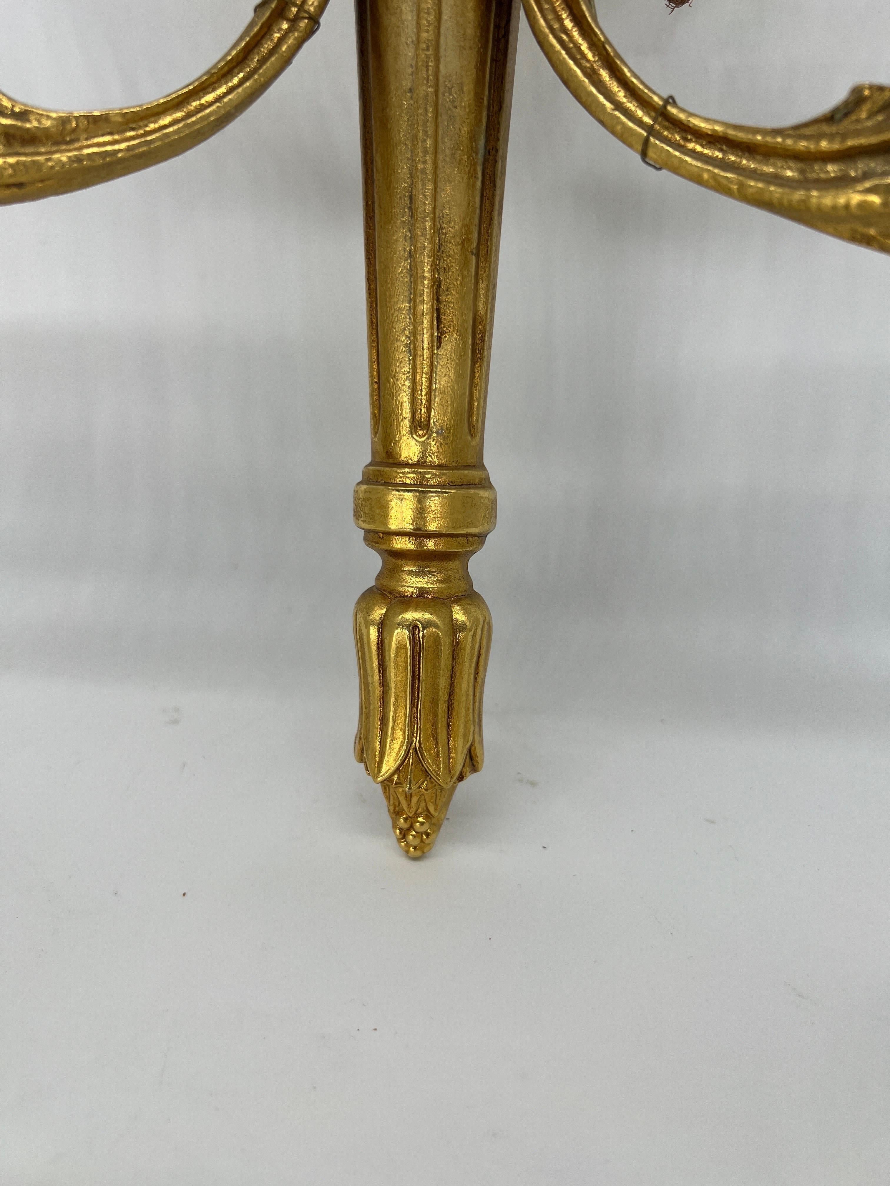 Vintage Italian Gilt Bronze Two-Light Neoclassical Wall Sconce (6 Available)  For Sale 3
