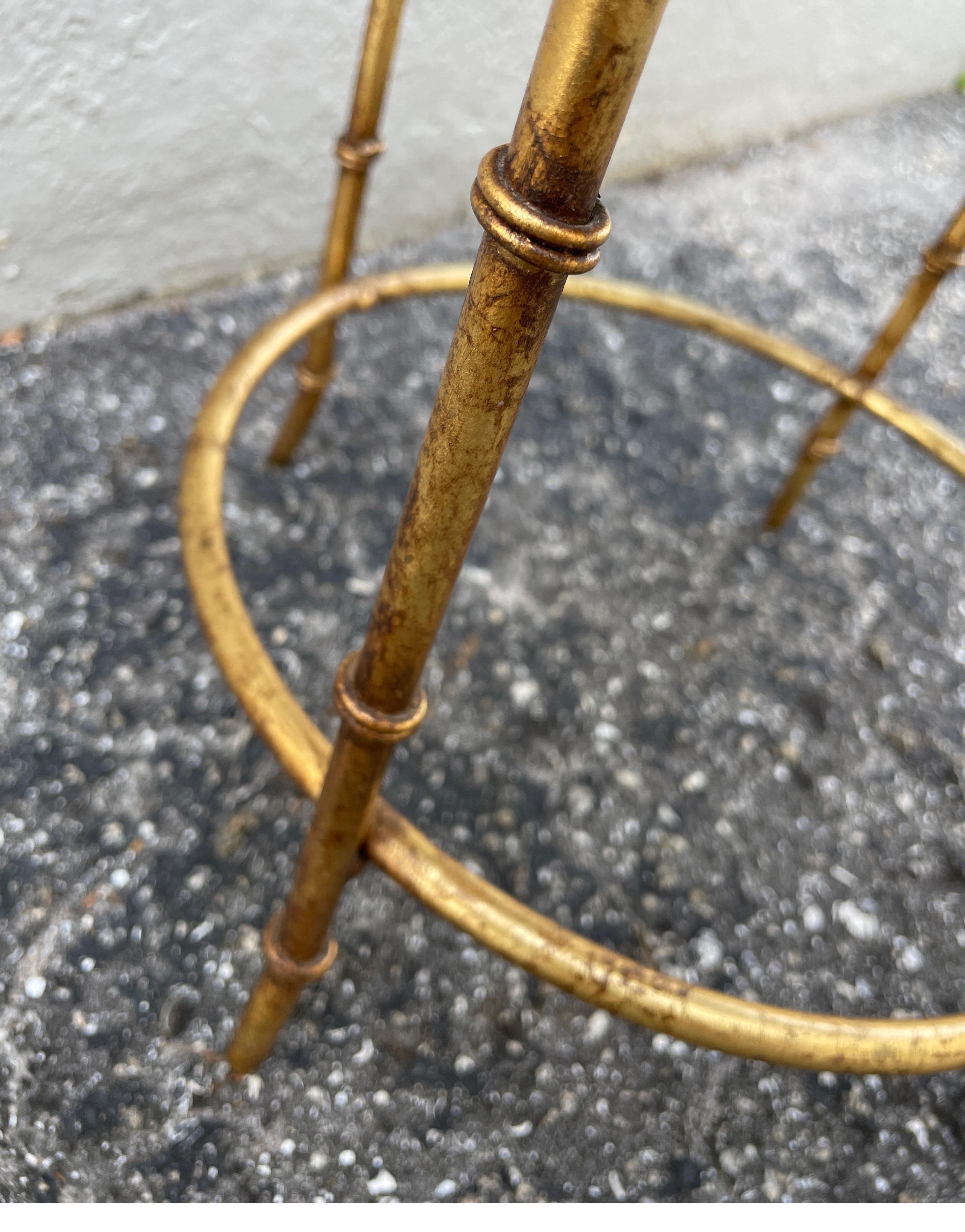 Sgabello italiano d'epoca in ferro dorato in finto bambù con tessuto in velluto Scalamandre Tigre in vendita 1