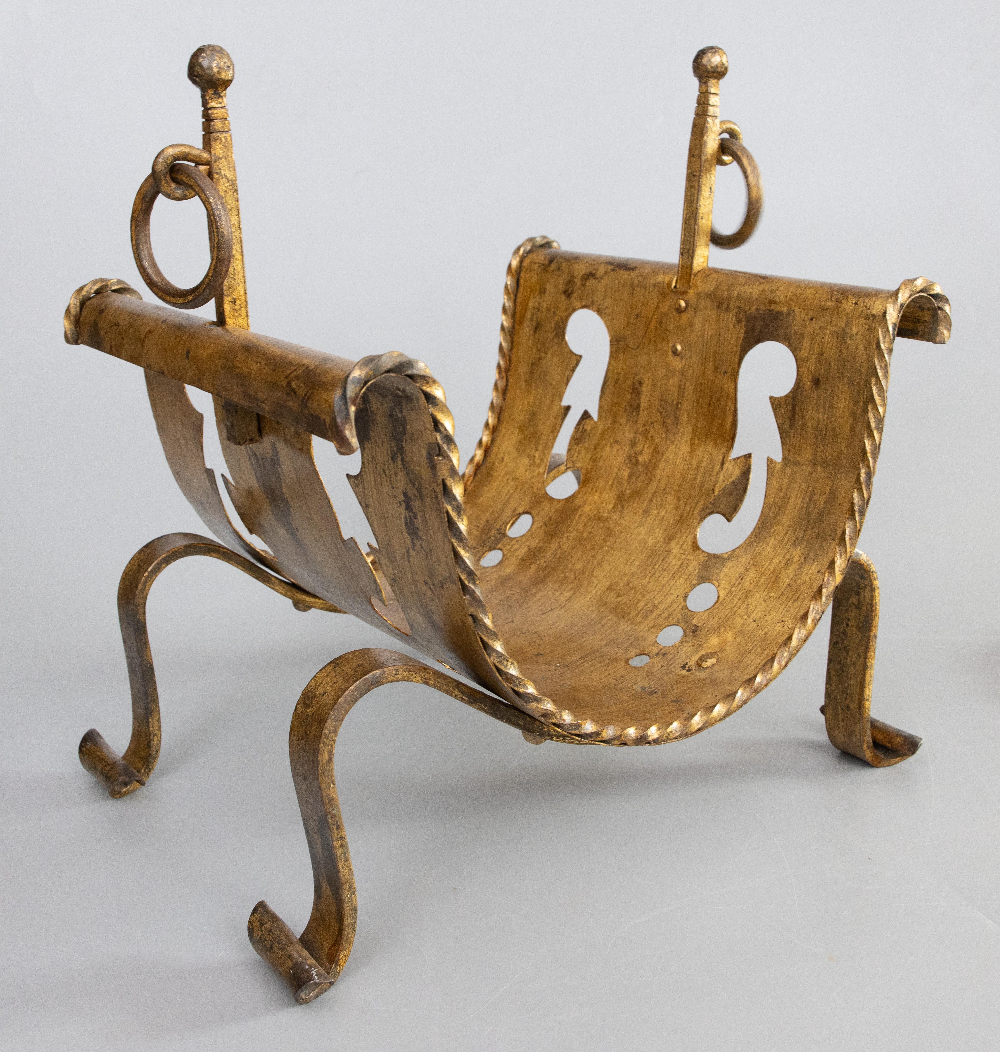 Ferro battuto Portariviste d'epoca in ferro dorato in vendita