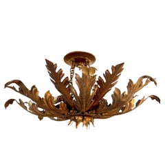 Vintage Italian Gilt Iron Sunburst Fixture