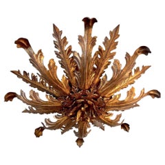 Vintage Italian Gilt Iron Sunburst Fixture