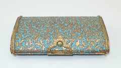 Vintage Italian Gilt Metal & Enamel Cigarette Case Box