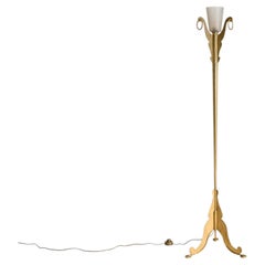 Vintage Italian Gilt Metal + Etched Glass Prototype Floor Lamp by Banci Firenze