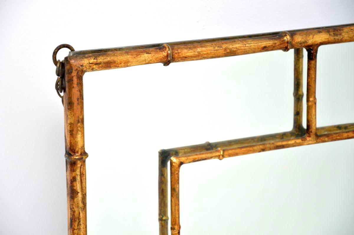 Fin du 20e siècle Miroir italien vintage en métal doré en vente