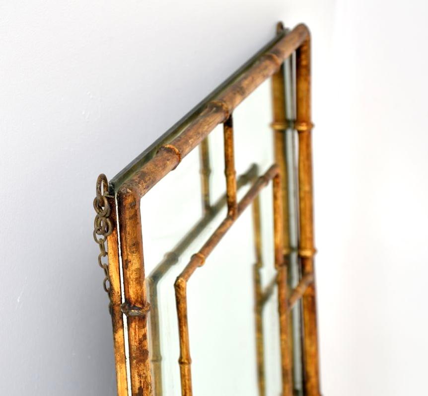 Miroir italien vintage en métal doré en vente 1