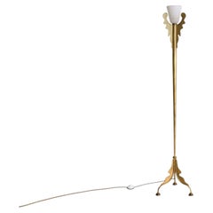 Vintage Italian Gilt Metal + Scavo Glass Prototype Floor Lamp by Banci Firenze
