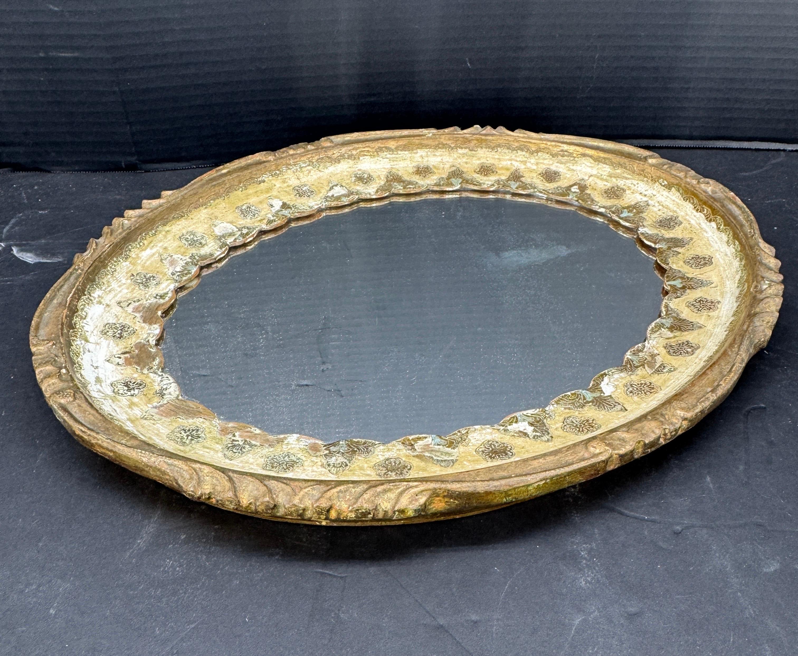 Vintage Italienisch vergoldet gemalt Florentine Oval Spiegel im Angebot 4