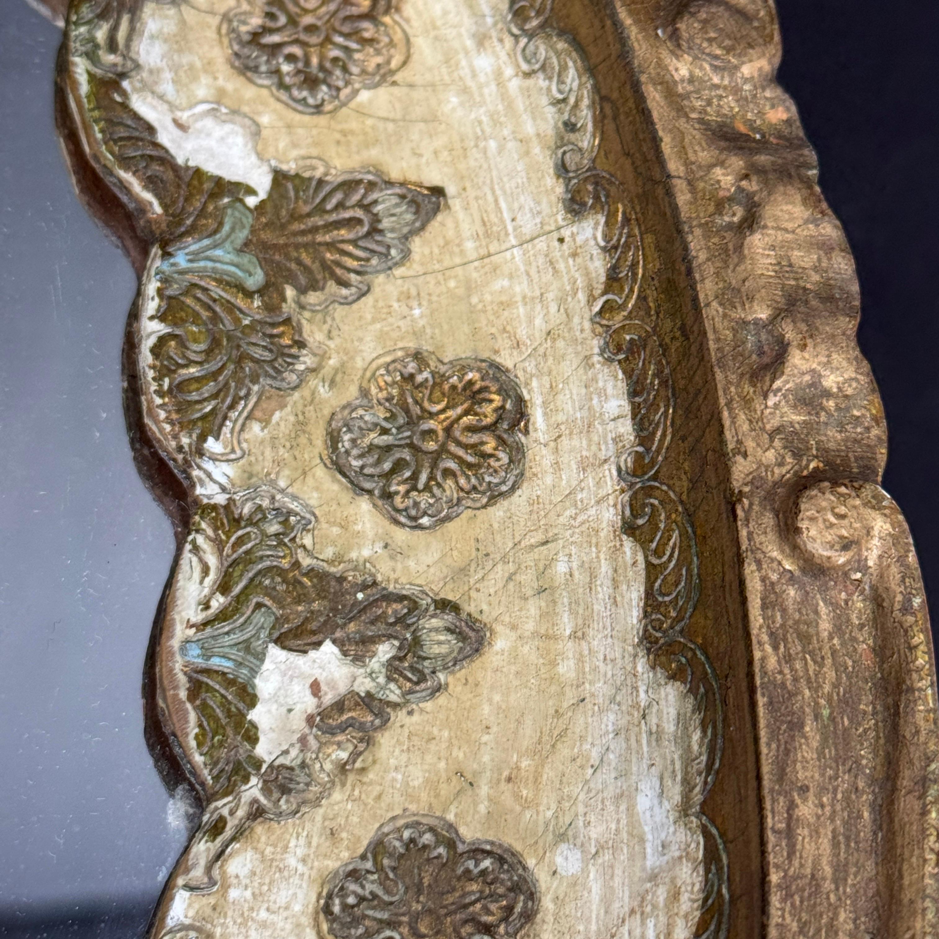 Vintage Italienisch vergoldet gemalt Florentine Oval Spiegel im Angebot 5