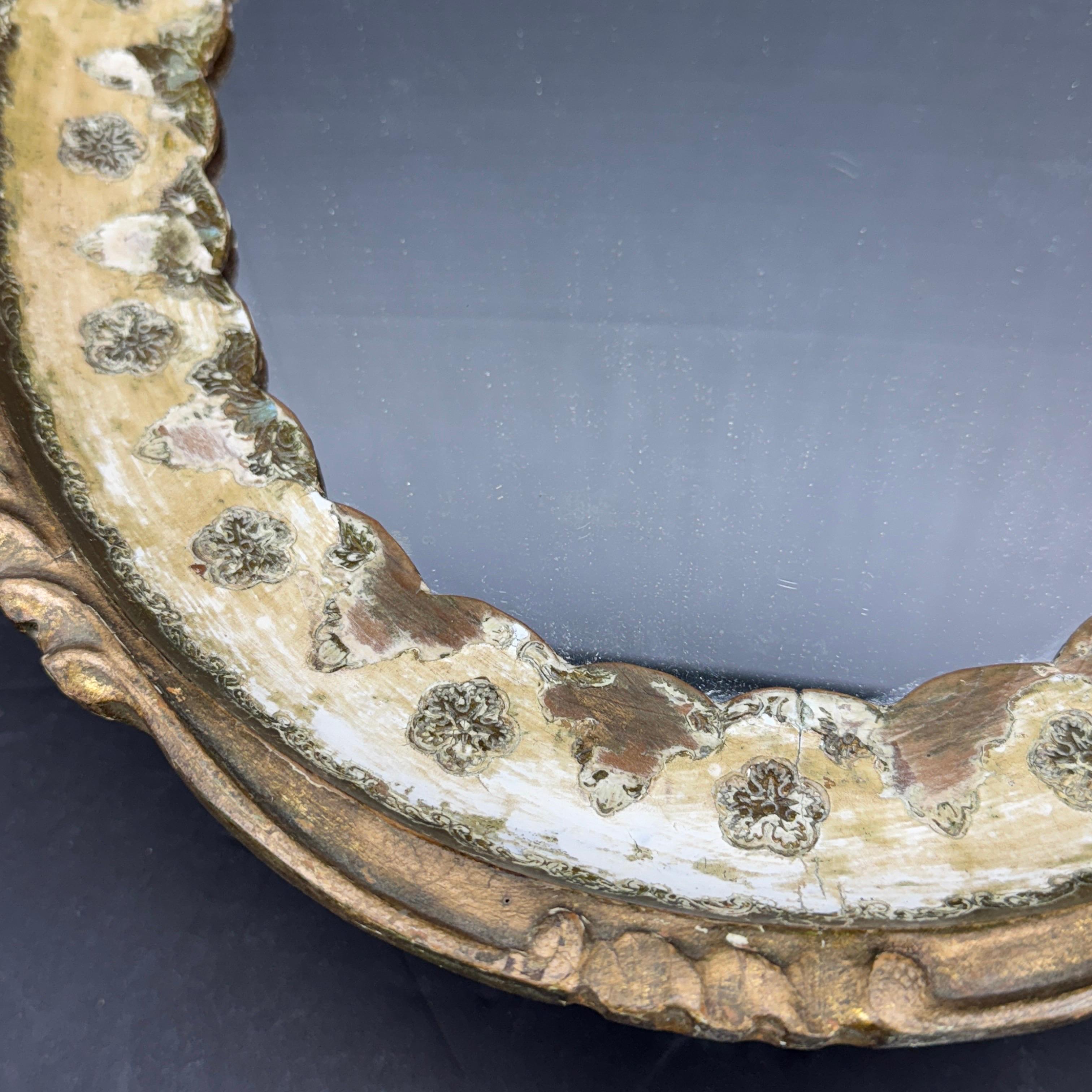 Vintage Italienisch vergoldet gemalt Florentine Oval Spiegel im Angebot 6