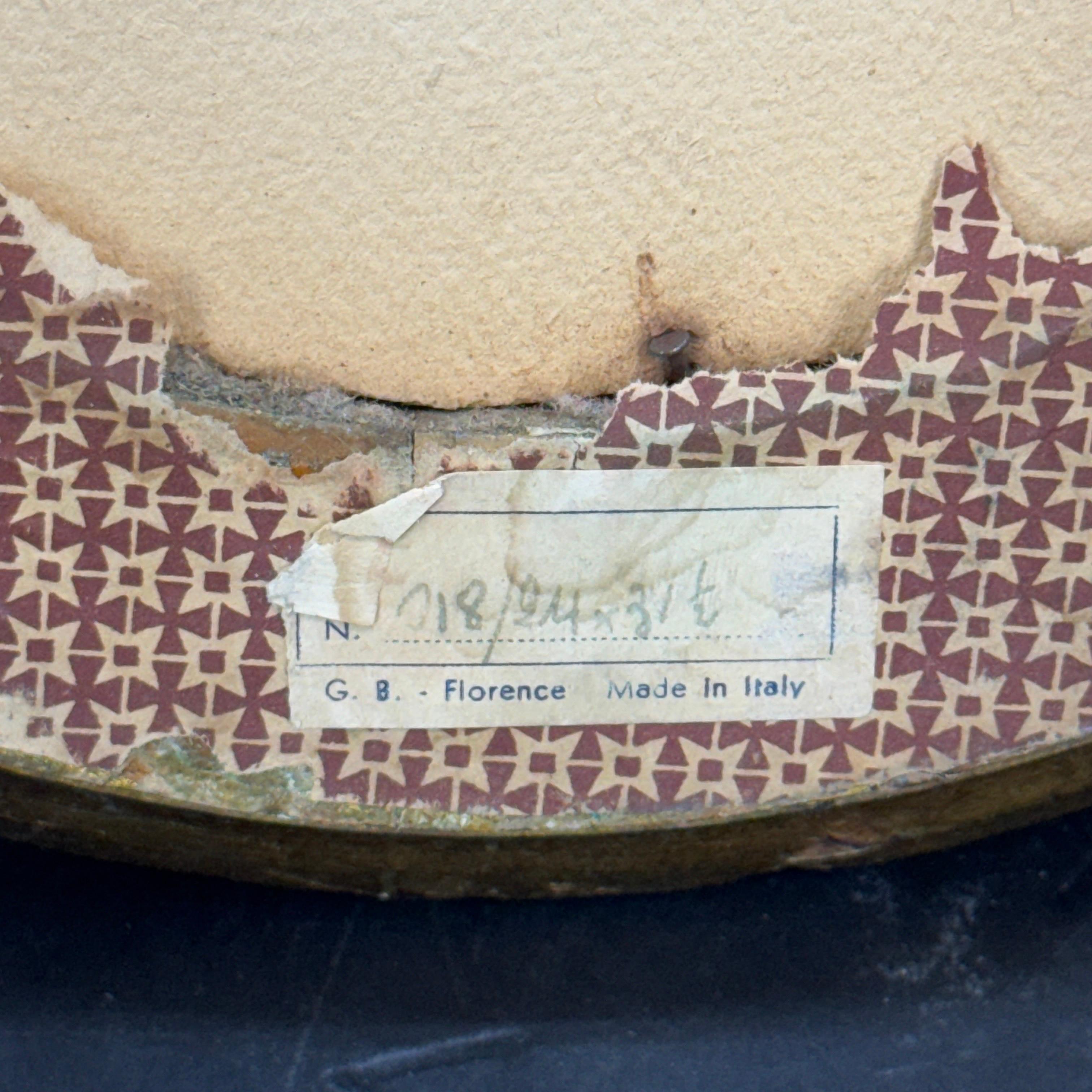 Vintage Italienisch vergoldet gemalt Florentine Oval Spiegel (20. Jahrhundert) im Angebot