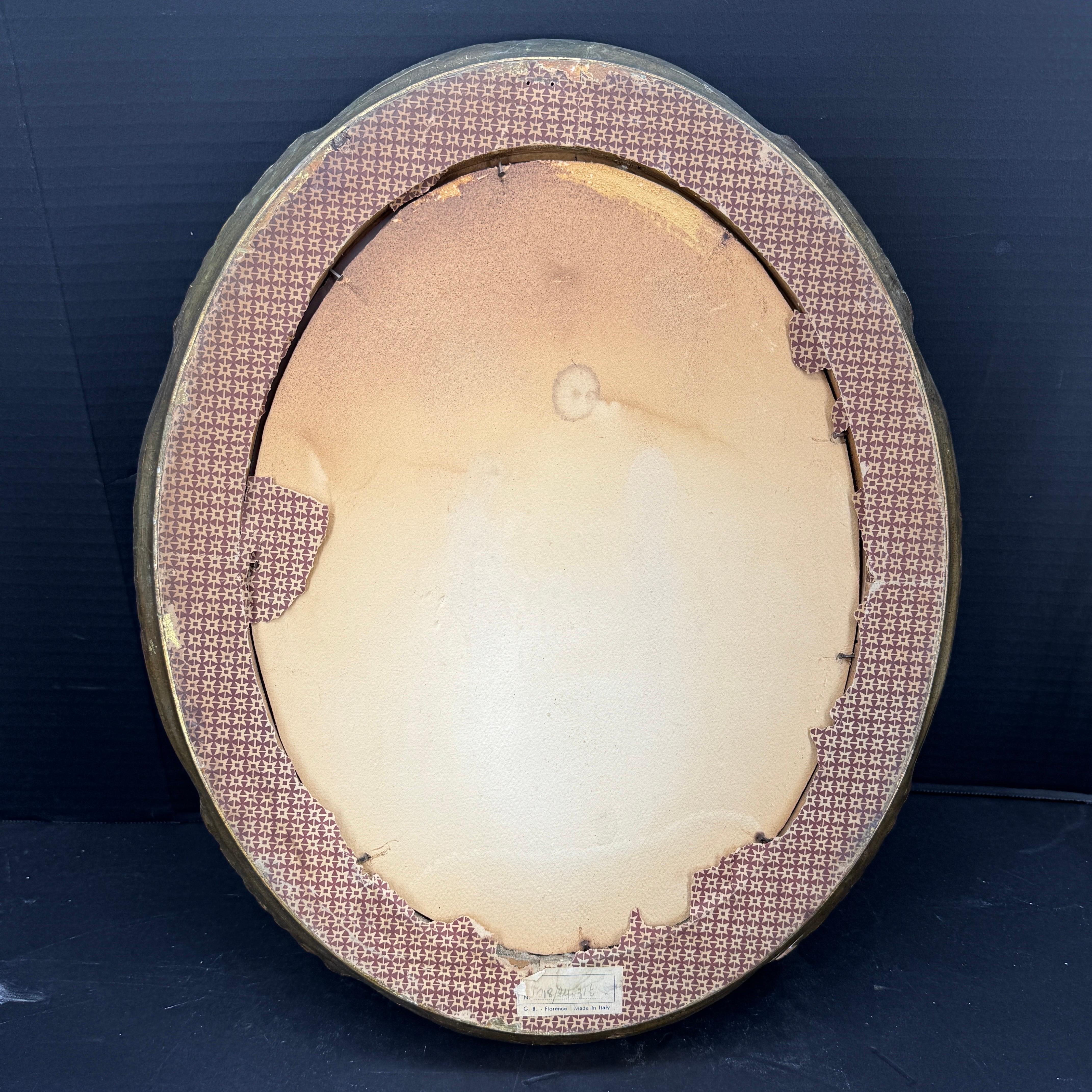 Vintage Italienisch vergoldet gemalt Florentine Oval Spiegel im Angebot 2