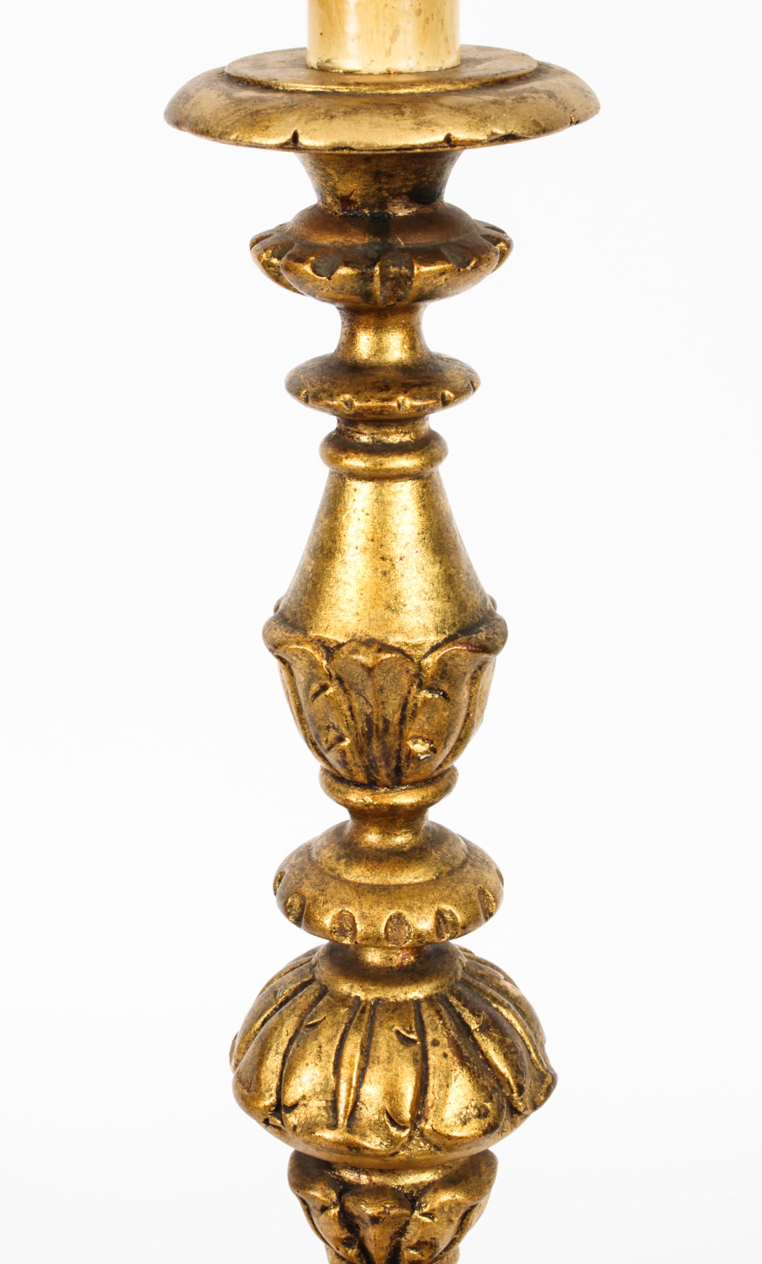 Baroque Vintage Italian Gilt Table Lamp Mid 20th Century For Sale