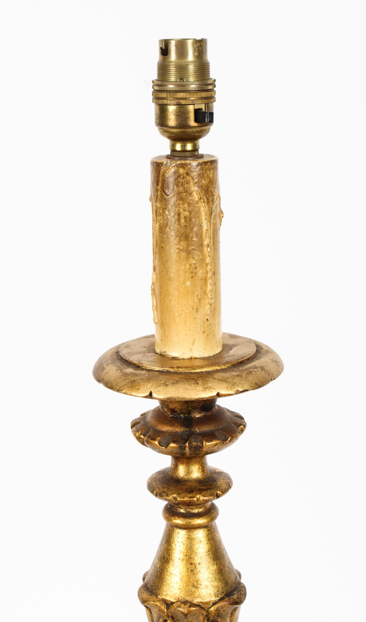 Vintage Italian Gilt Table Lamp Mid 20th Century In Good Condition For Sale In London, GB