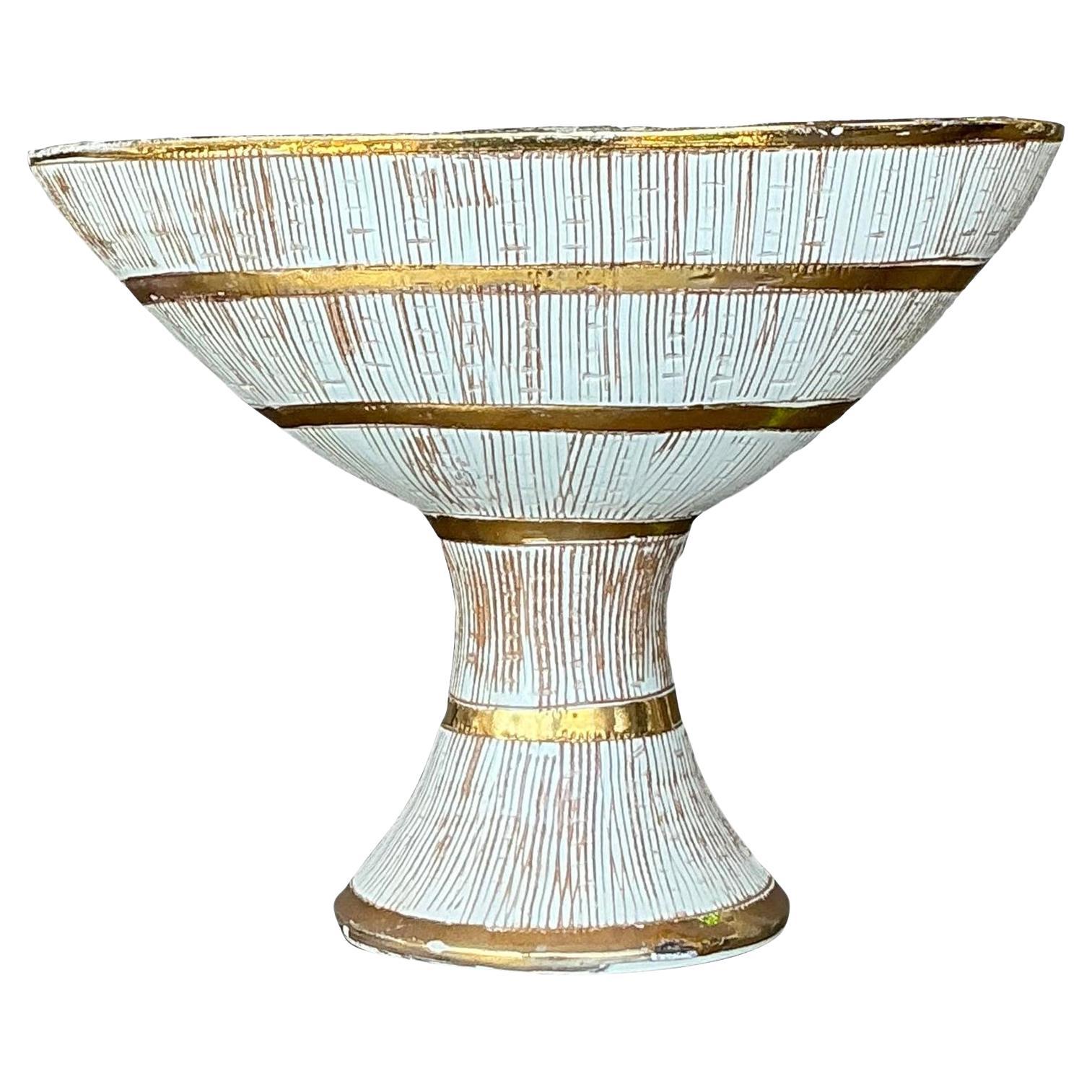 Vintage Italian Gilt Tipped Standing Bowl