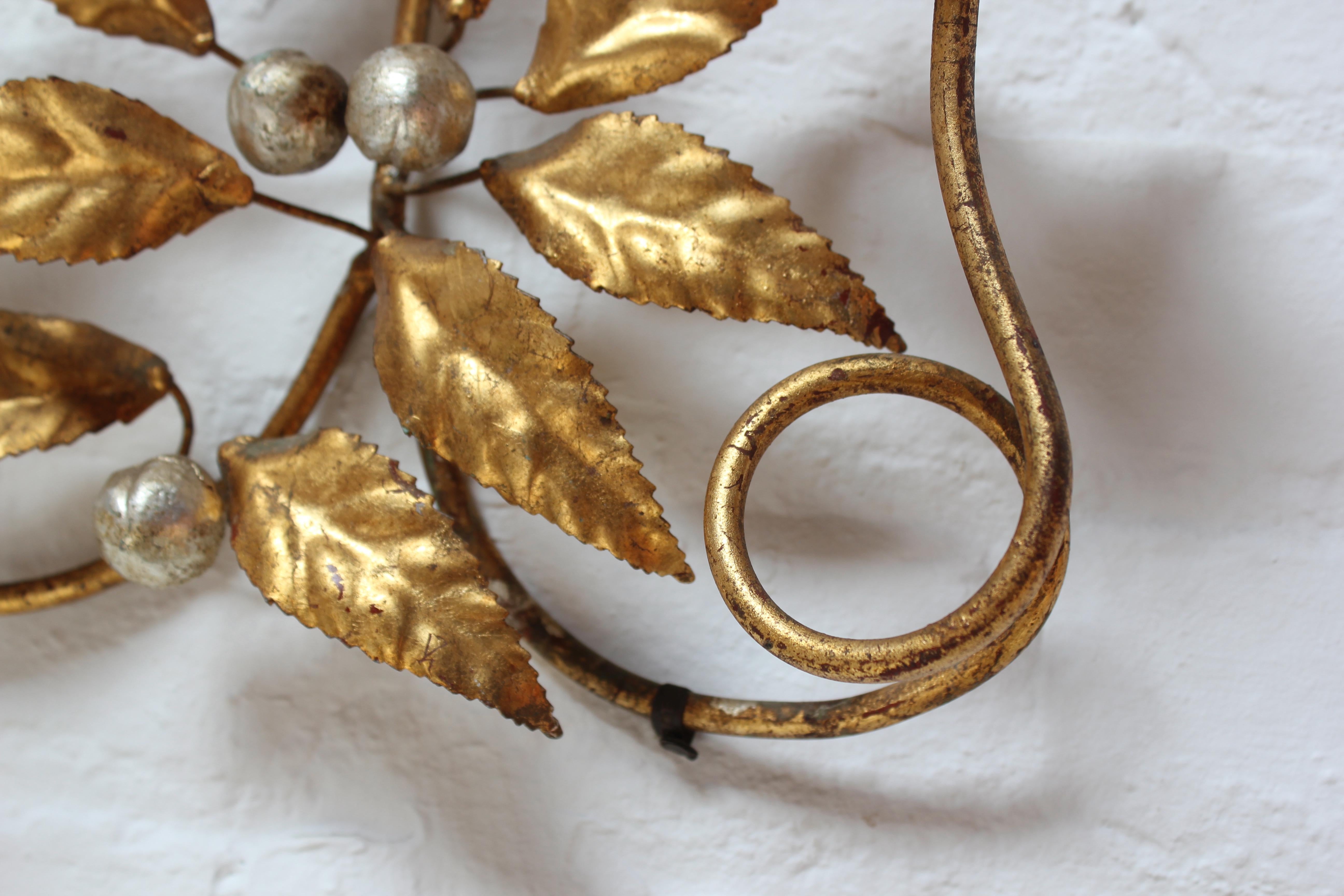 Applique / Bougeoir Florentine en métal doré d'origine italienne en vente 4