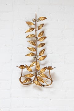 Vintage Italian Gilt Tole Florentine Sconce / Candleholder