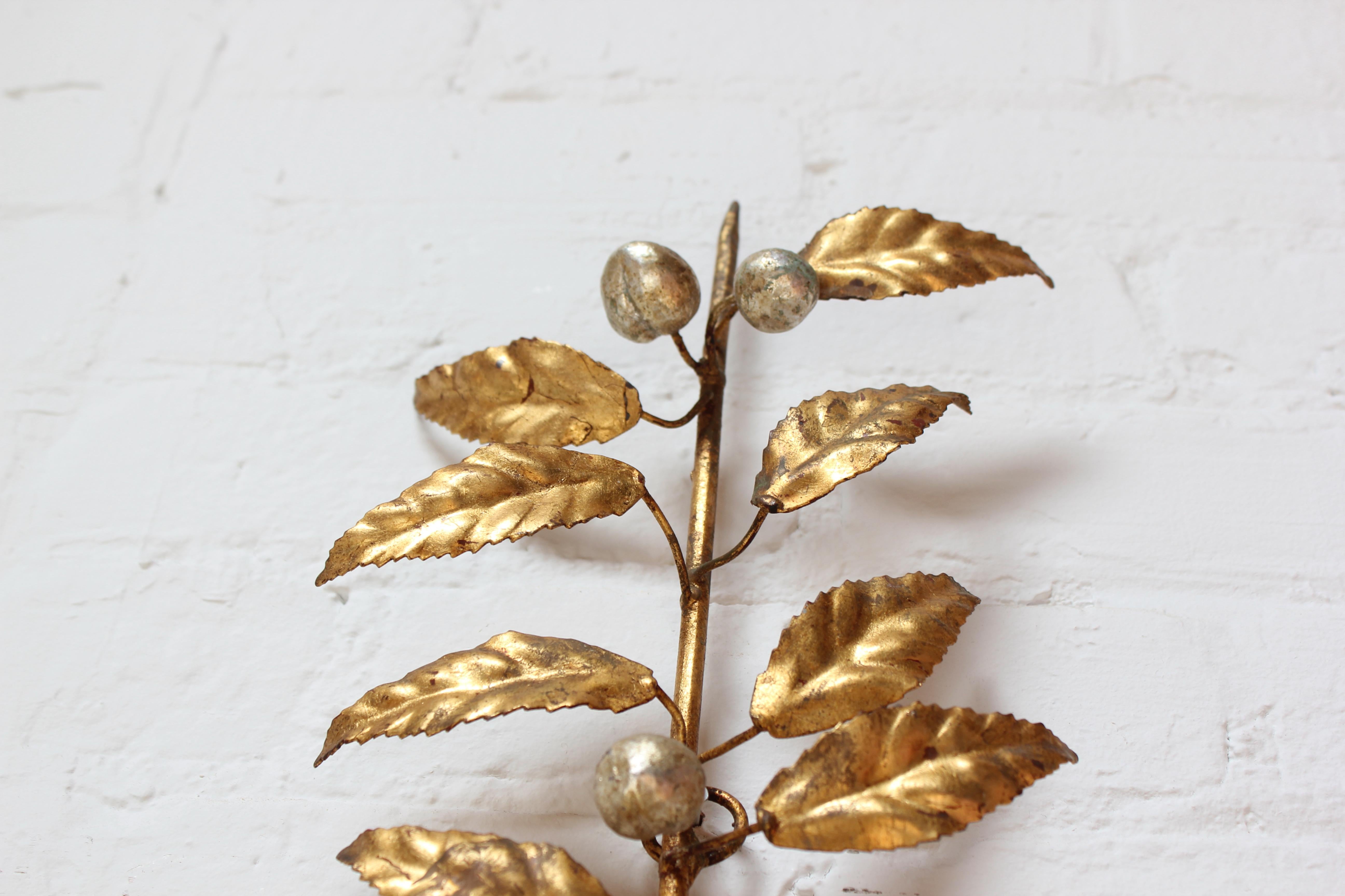 Late 20th Century Vintage Italian Gilt Tole Florentine Sconce / Candleholder For Sale