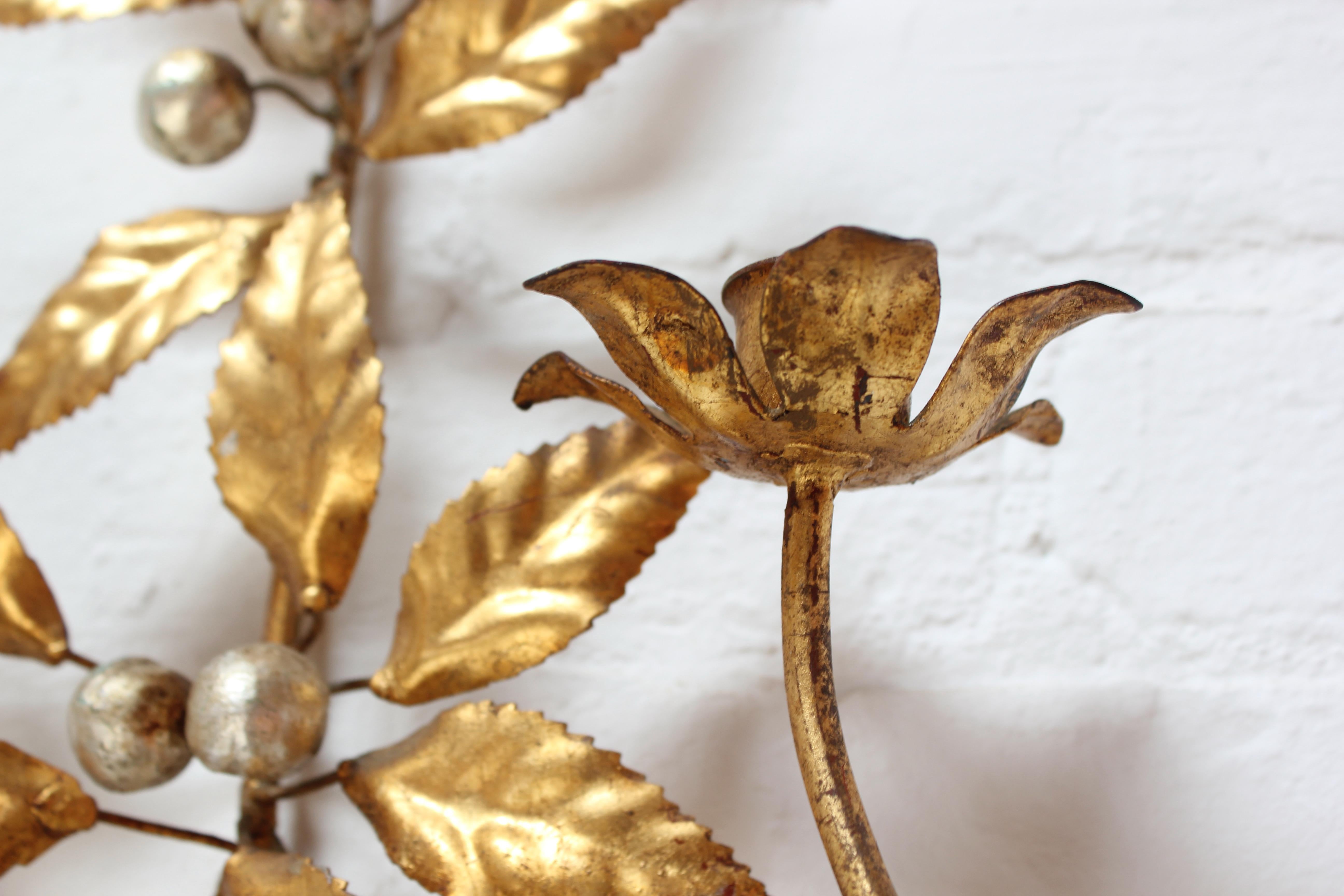 Applique / Bougeoir Florentine en métal doré d'origine italienne en vente 2
