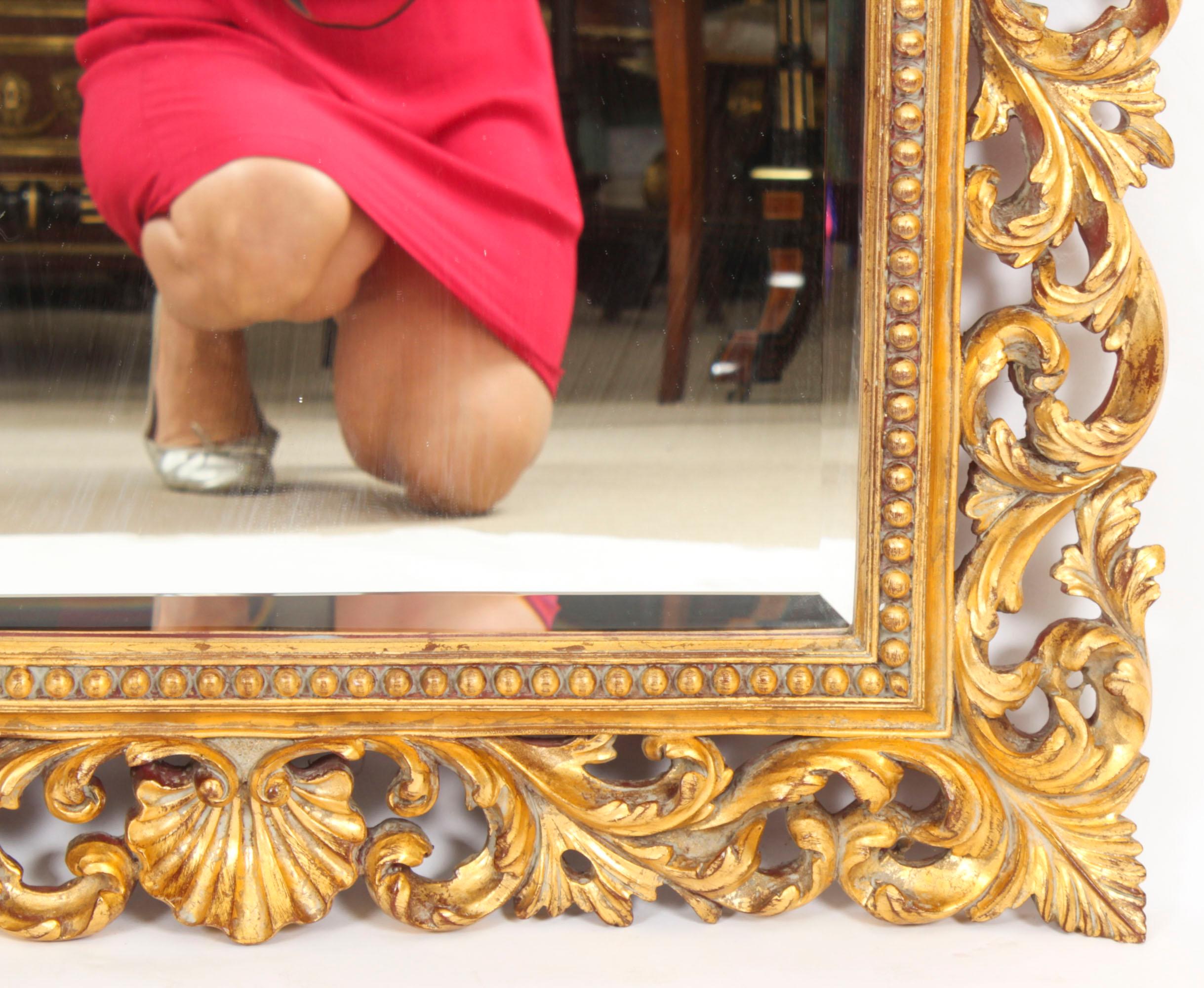Vintage Italian Giltwood Florentine Overmantle Mirror 20th Century - 79x98cm 10