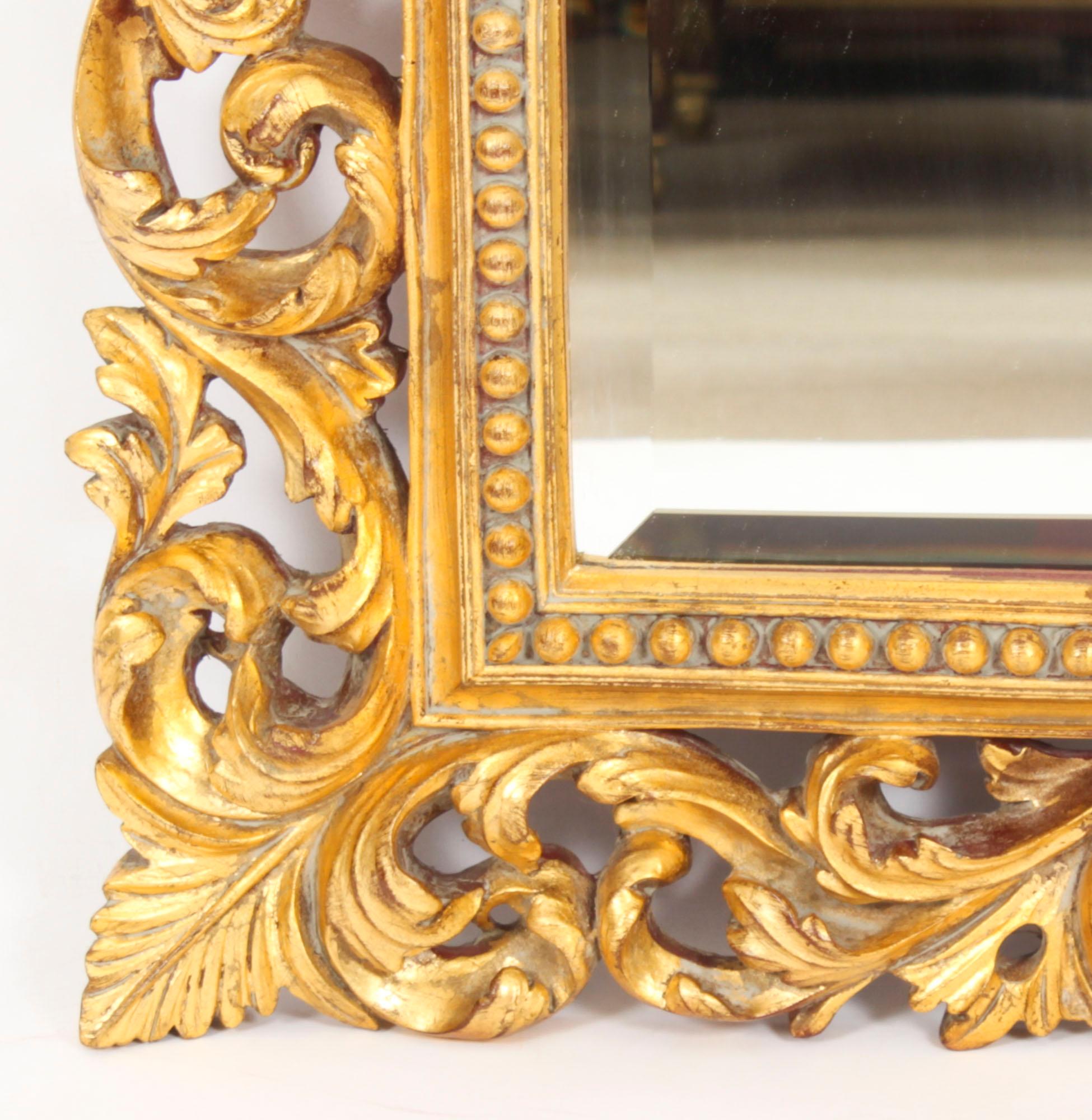 Vintage Italian Giltwood Florentine Overmantle Mirror 20th Century - 79x98cm In Good Condition In London, GB