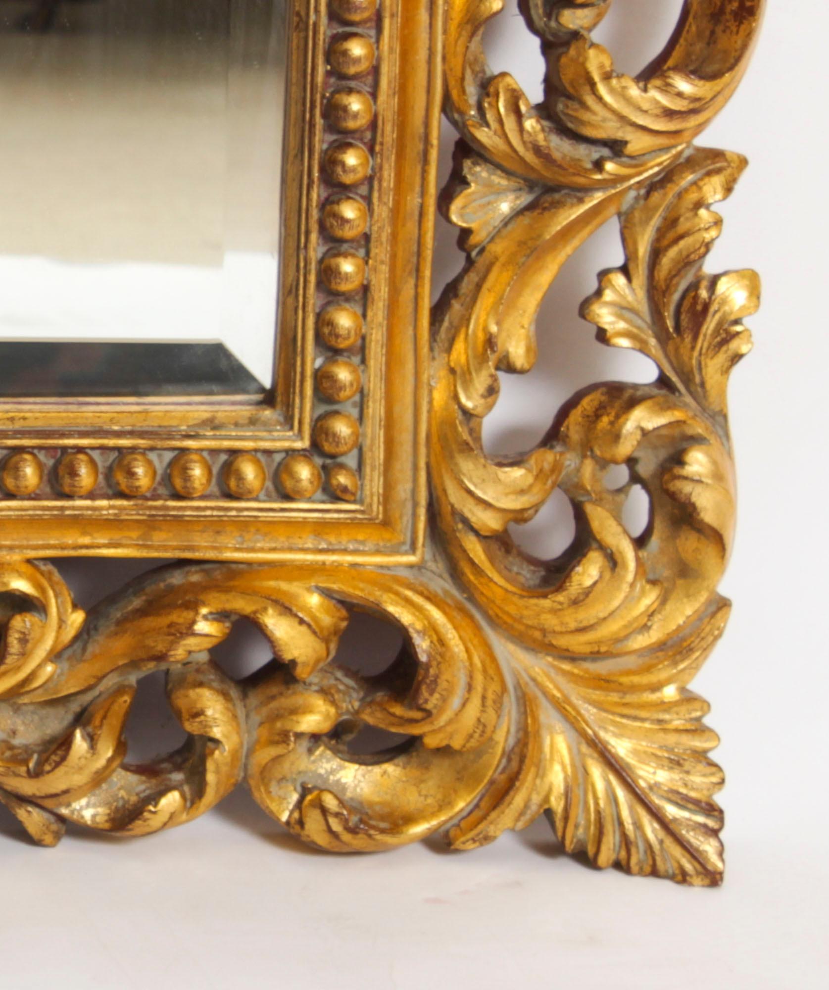 Vintage Italian Giltwood Florentine Overmantle Mirror 20th Century - 79x98cm 1