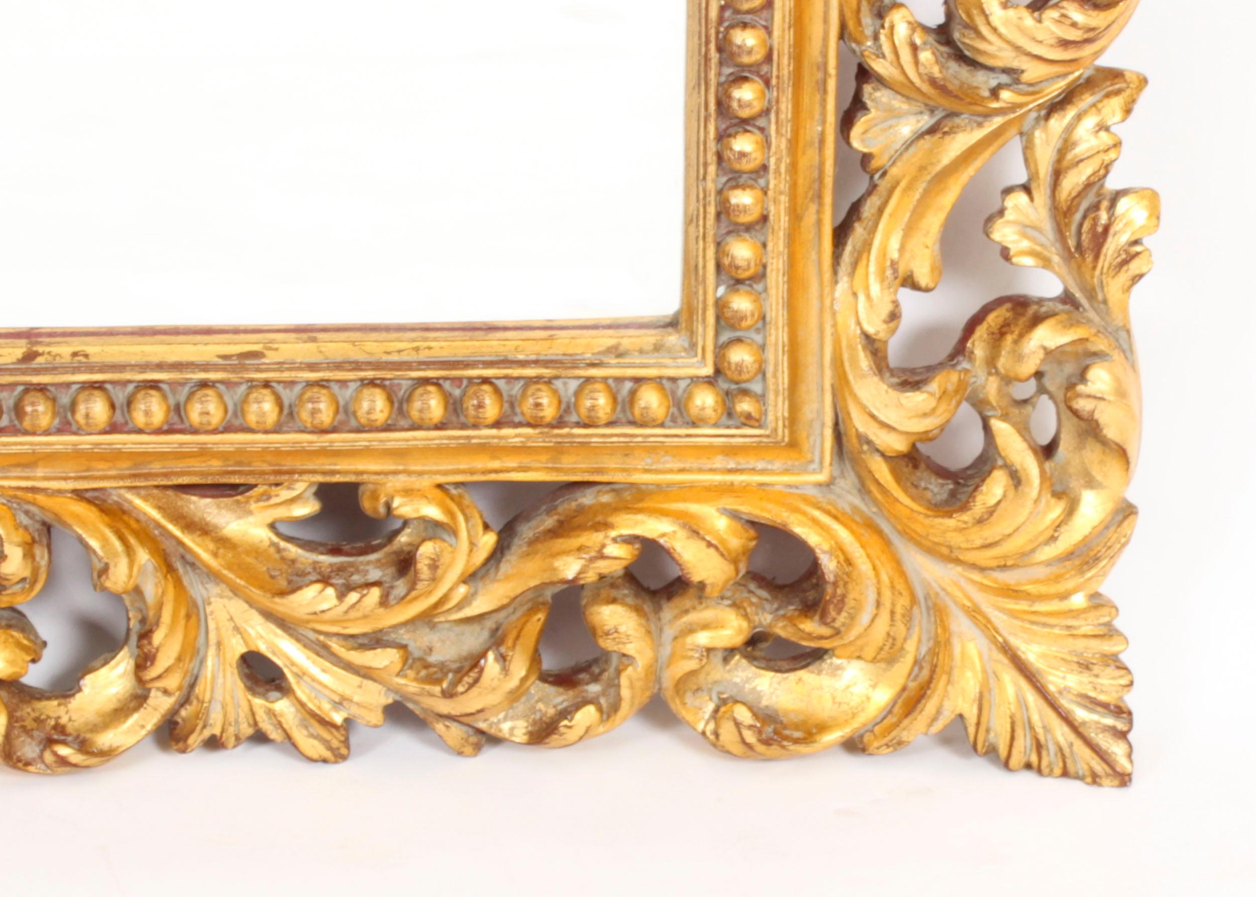 Vintage Italian Giltwood Florentine Overmantle Mirror 20th Century - 79x98cm 4