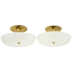 Vintage Italian Glass and Brass Ceiling Lights, circa 1950