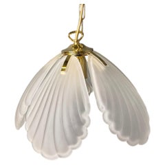Vintage italian glass and brass chandelier, 1970s