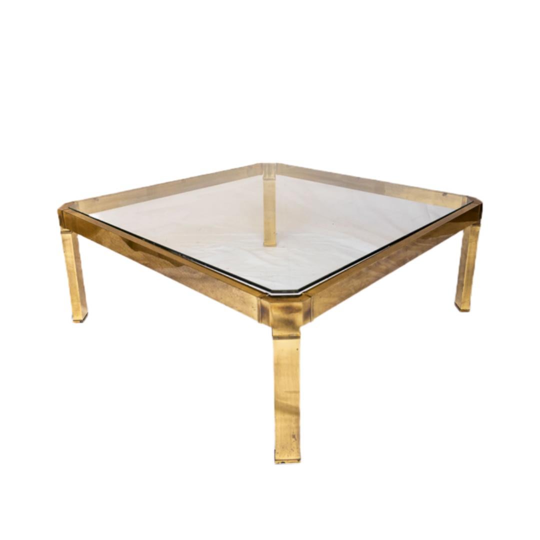 italien Table Vintage Italian Glass et Brass en vente