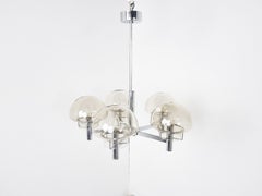 Vintage italian glass and chrome chandelier, 1970s