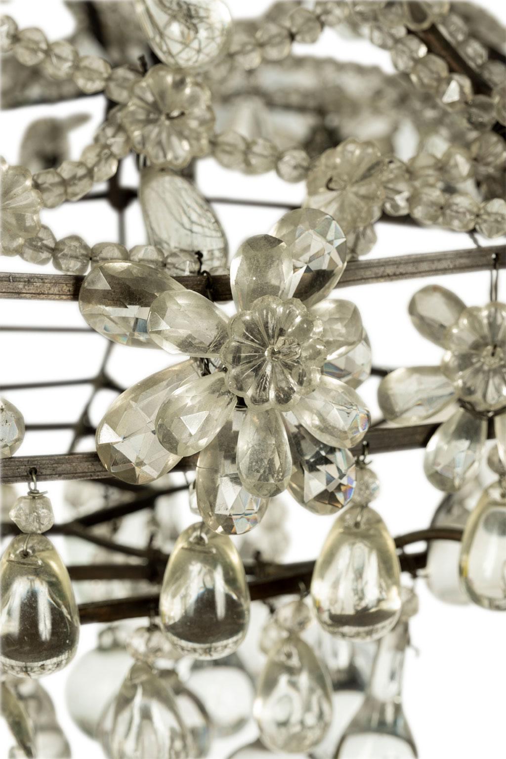Vintage Italian Glass and Crystal Chandelier For Sale 3