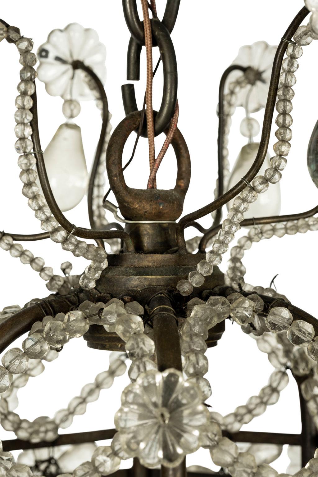 Vintage Italian Glass and Crystal Chandelier 1