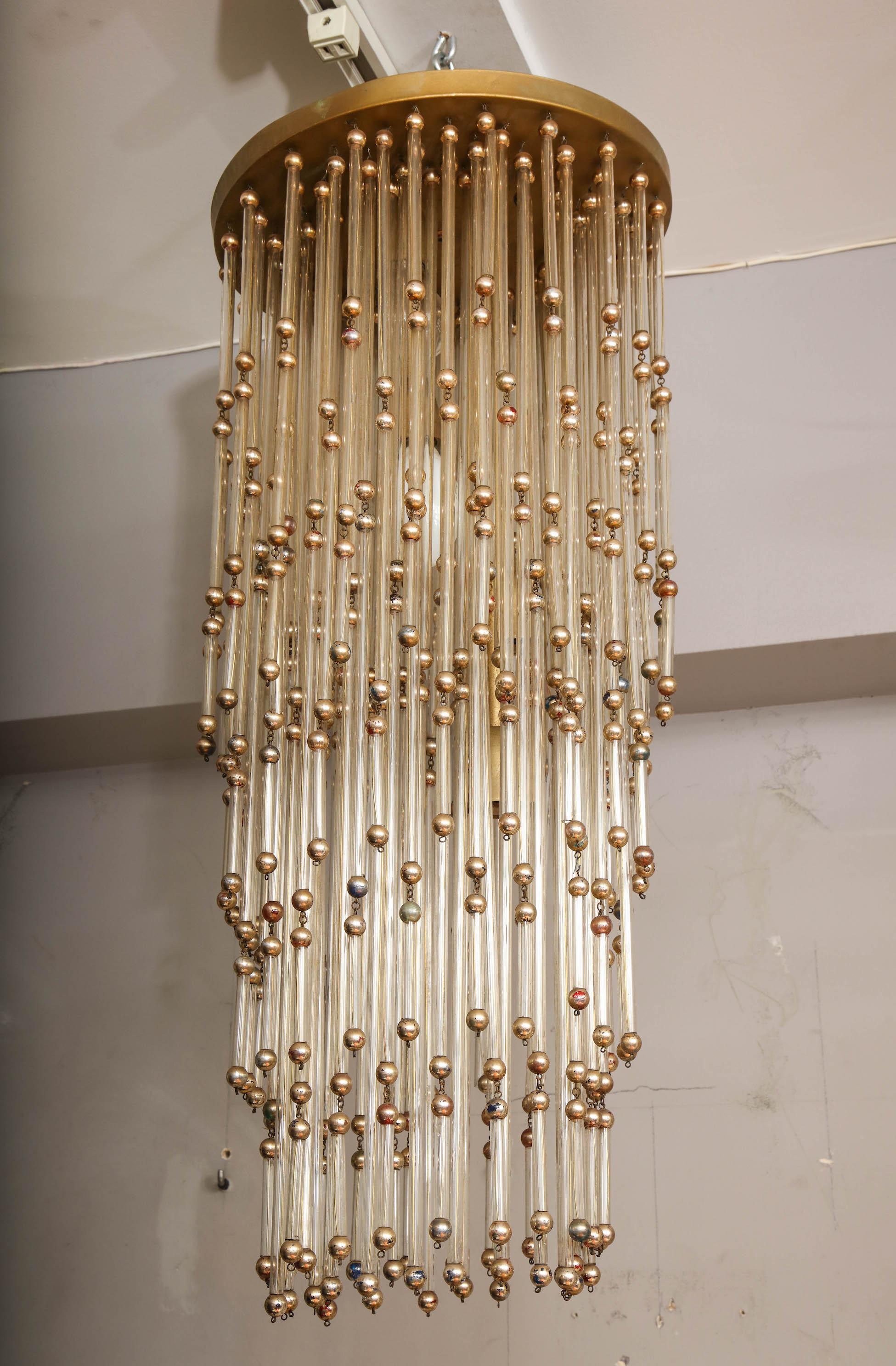 Mid-Century Modern Vintage Italian Glass Chandelier For Sale