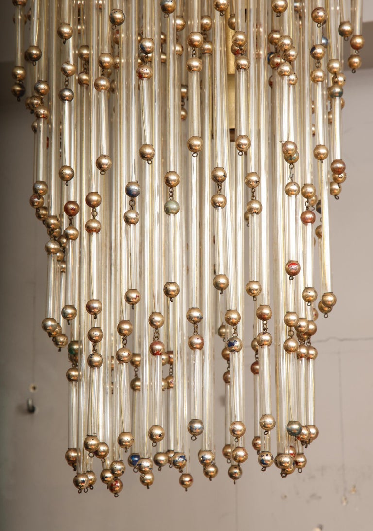 Vintage Italian Glass Chandelier In Fair Condition For Sale In New York, NY