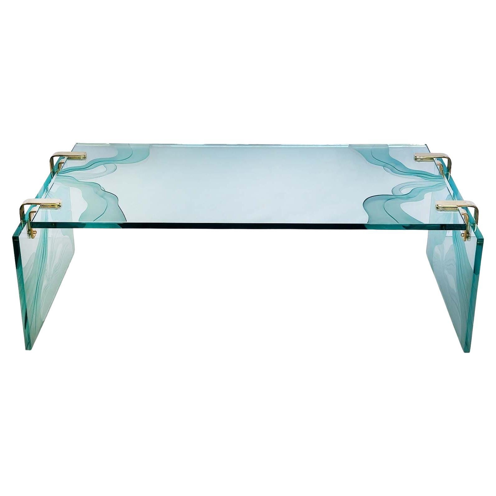 Vintage Italian Glass Coffee Table in the Style of Fontana Arte, c. 1960's For Sale