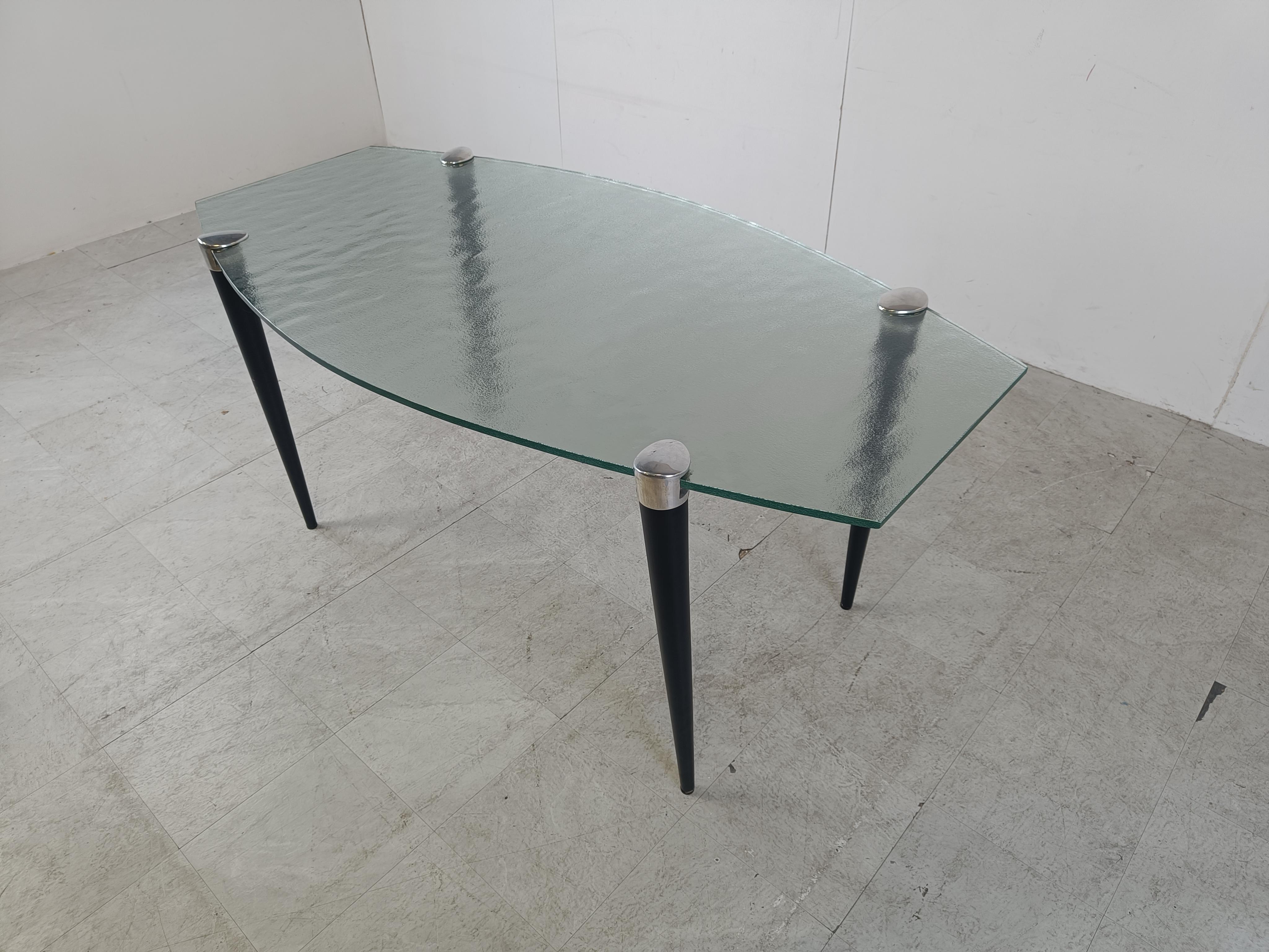 Post-Modern Vintage italian glass dining table, 1990s For Sale