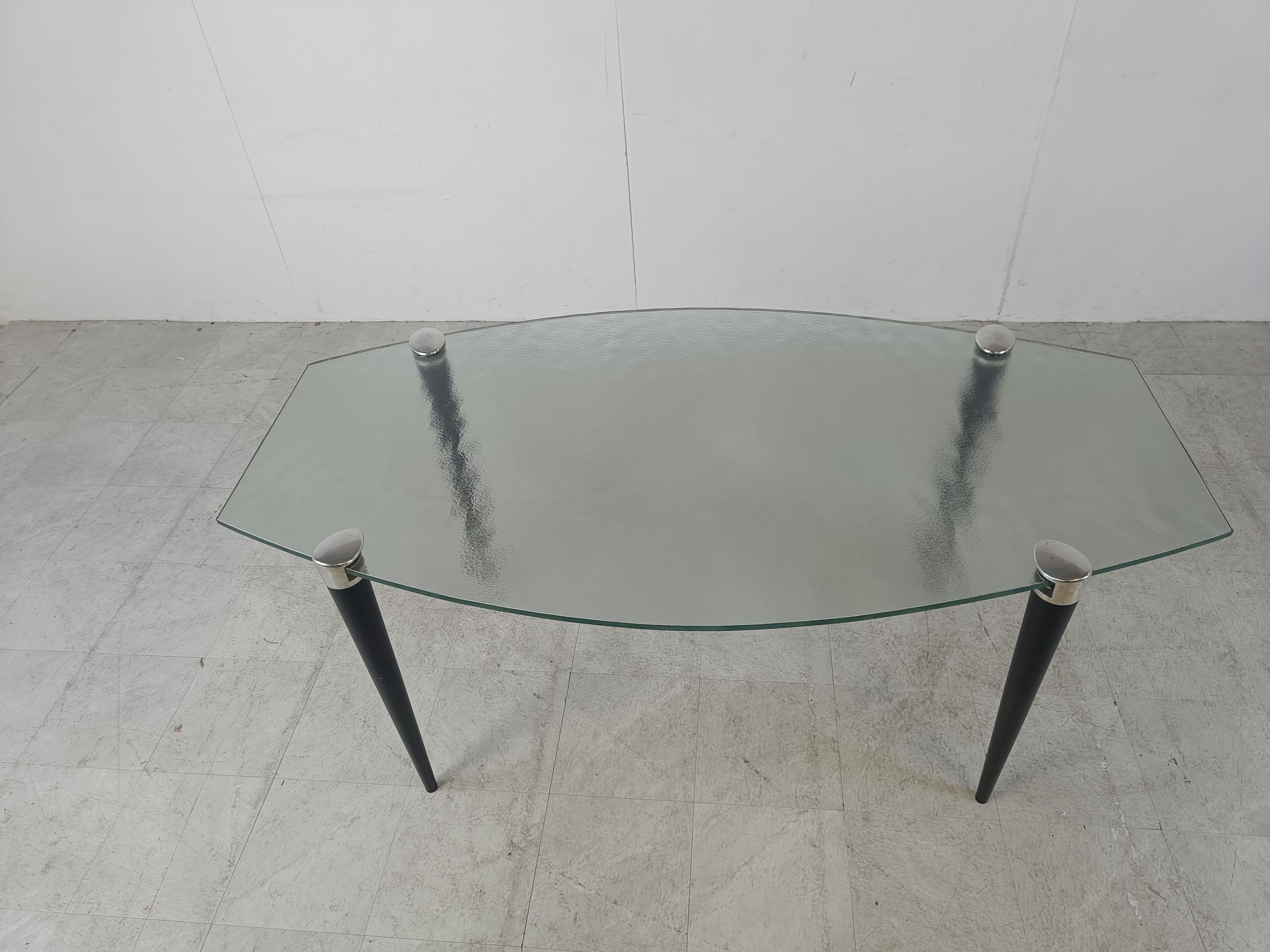Vintage italian glass dining table, 1990s In Excellent Condition For Sale In HEVERLEE, BE