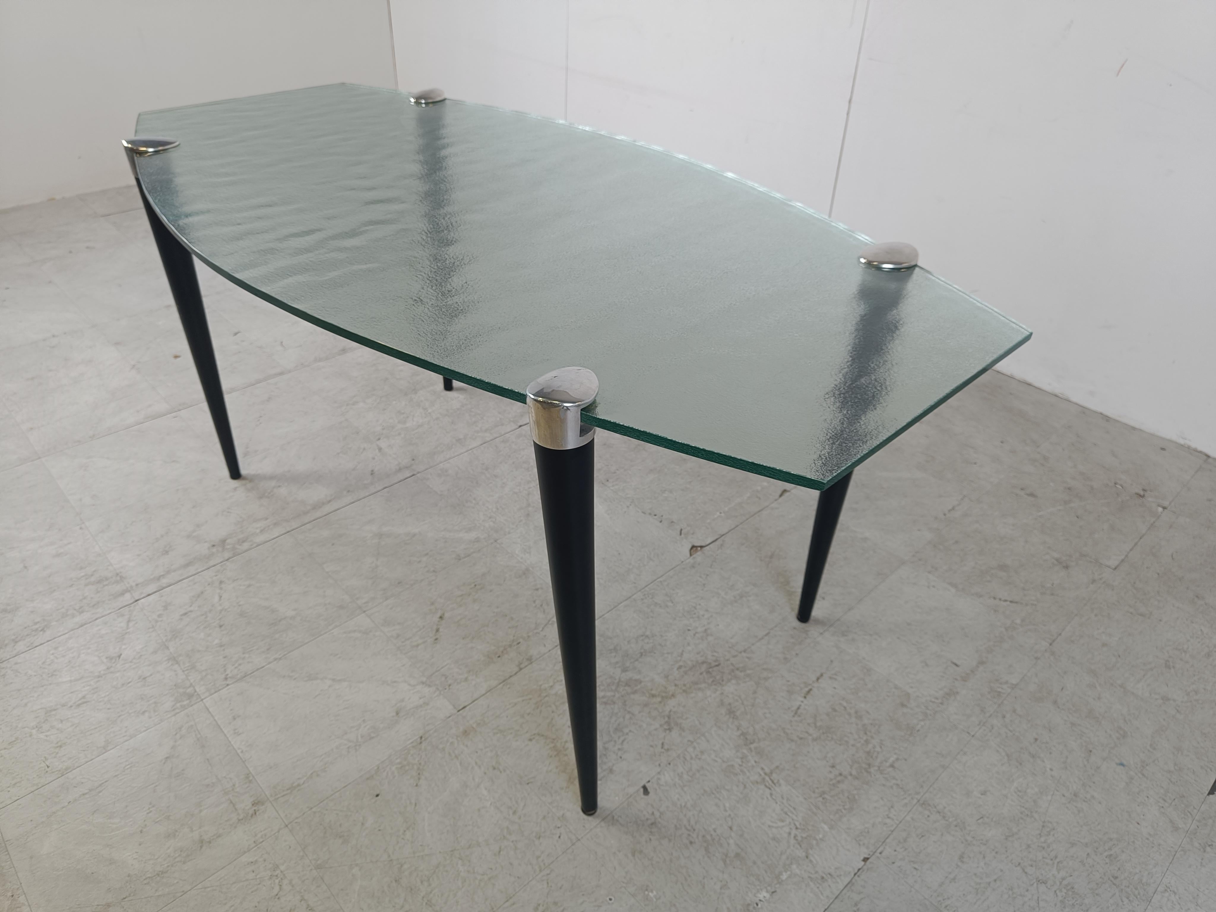 Late 20th Century Vintage italian glass dining table, 1990s For Sale