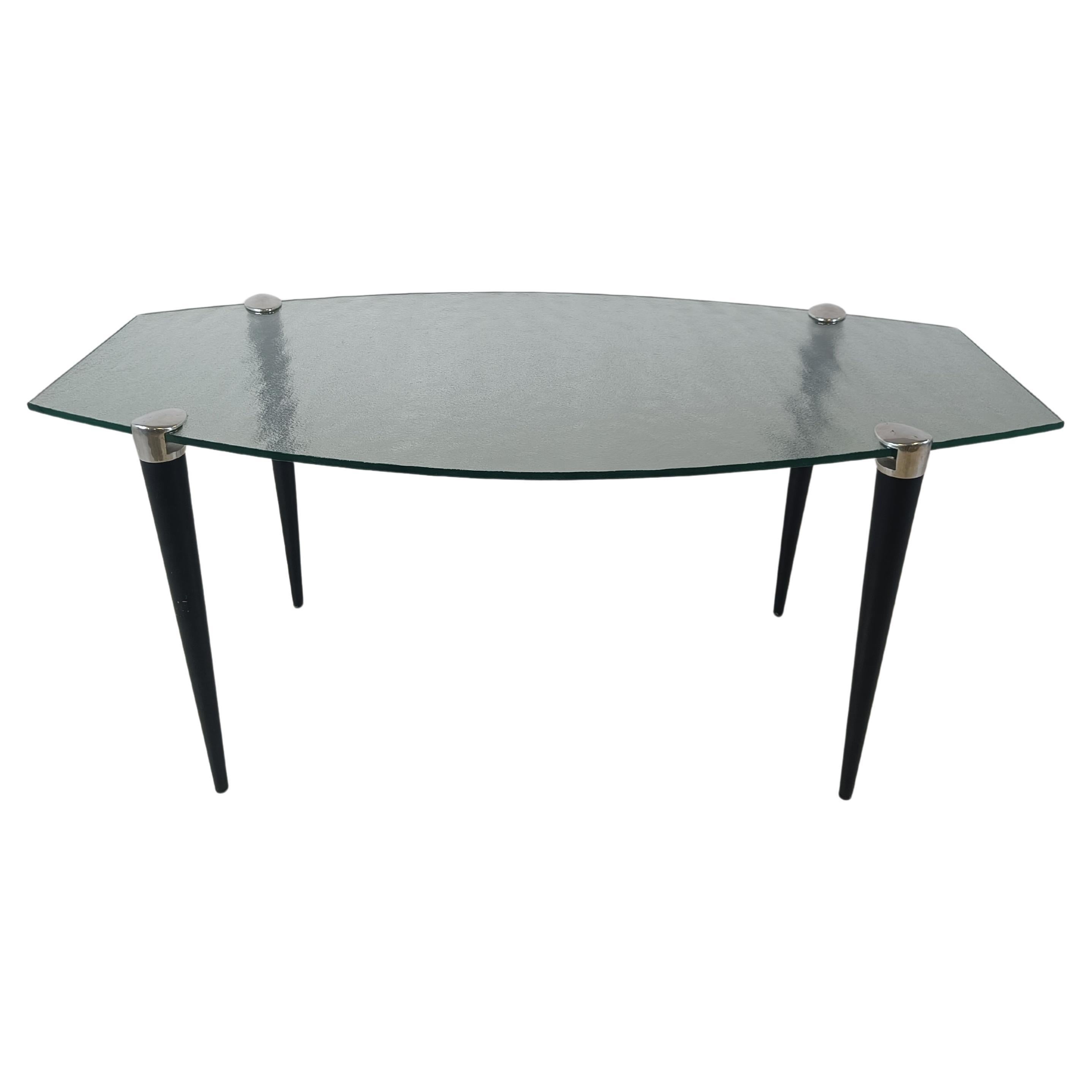 Vintage italian glass dining table, 1990s For Sale