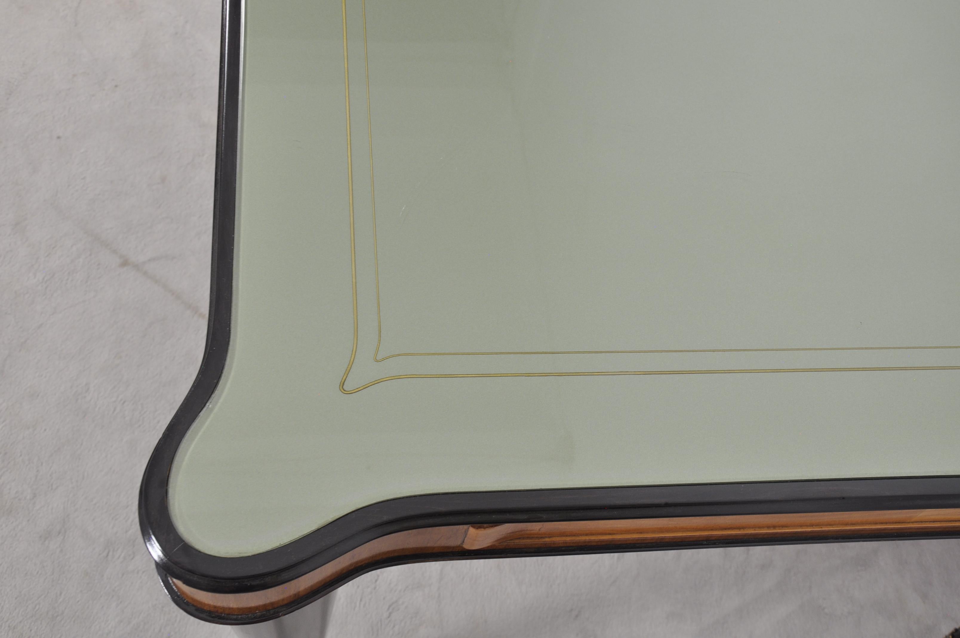 Brass Vintage Italian Glass Dining Table by Paolo Buffa For Sale