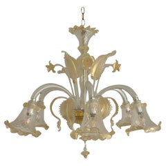 Vintage Italian Glass Floral Chandelier After Murano
