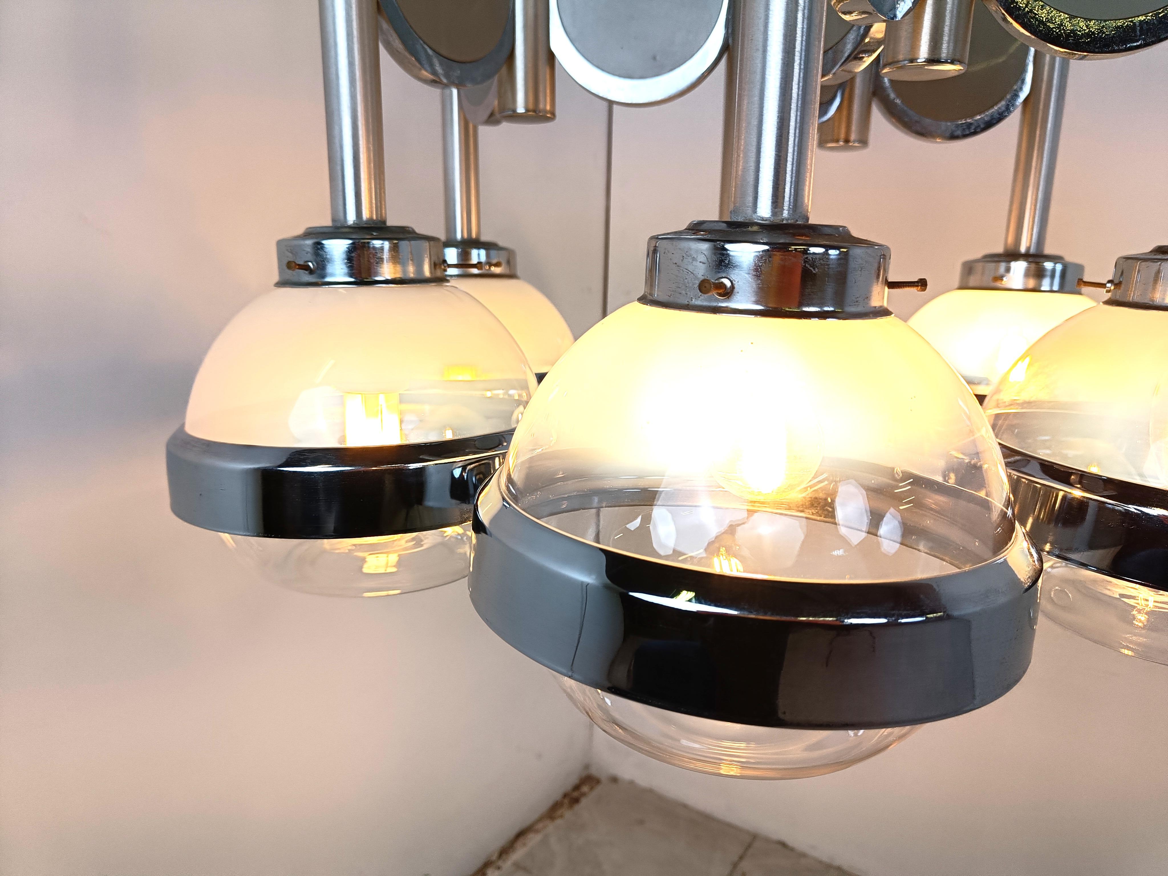 Lámpara de cristal italiano vintage globo de la era espacial, años 70 en venta 3