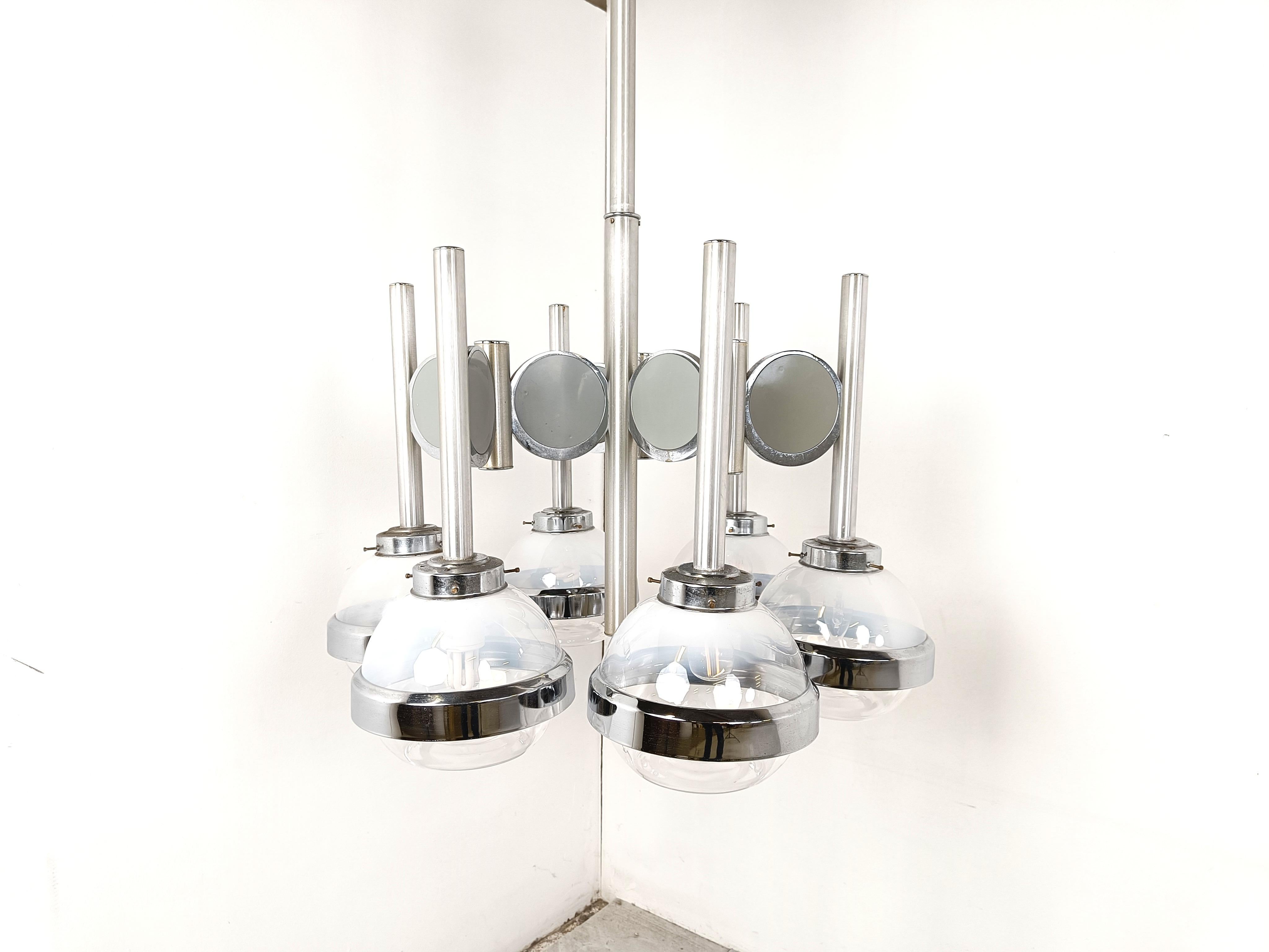 Lámpara de cristal italiano vintage globo de la era espacial, años 70 Era espacial en venta