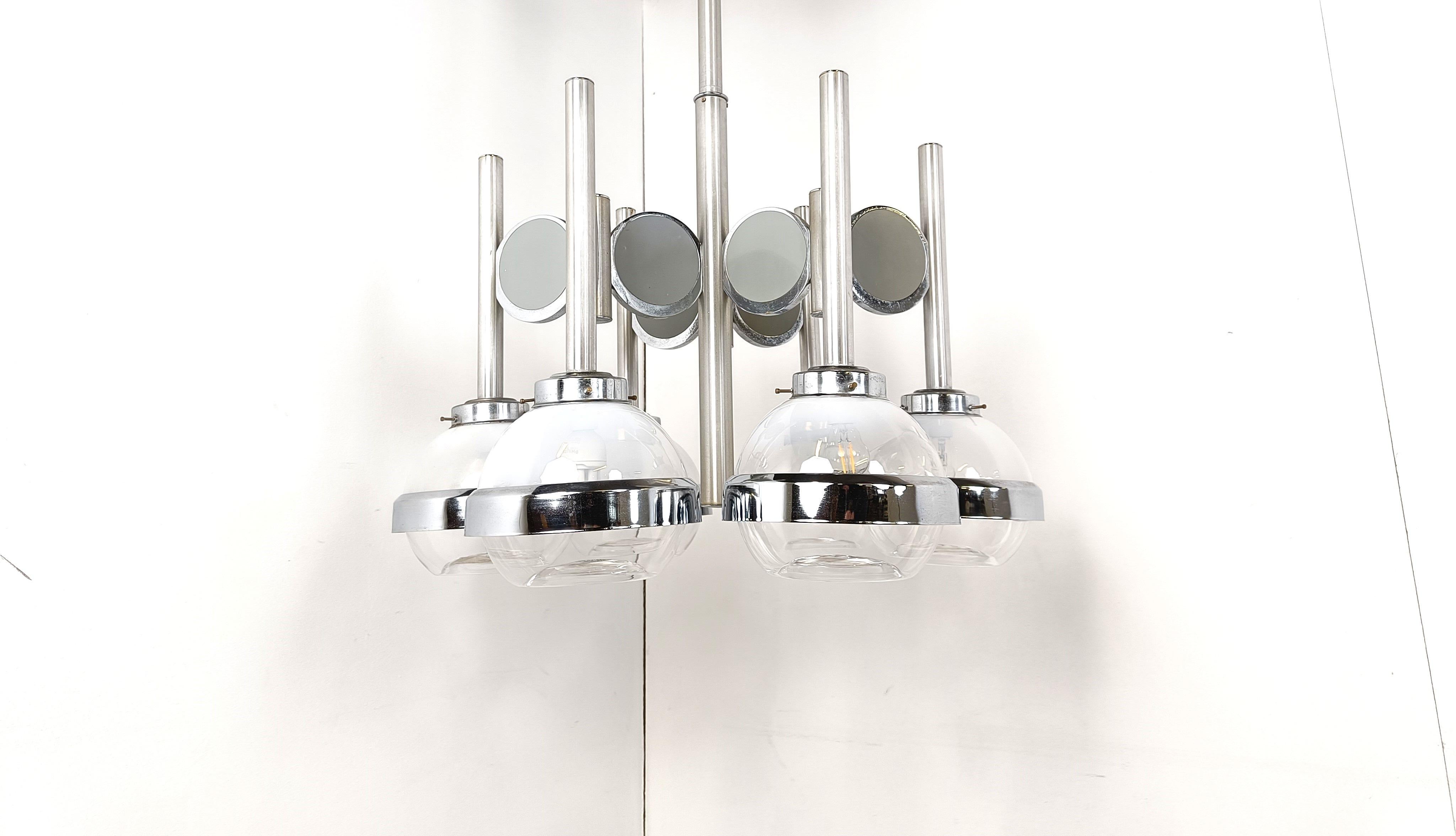 Lámpara de cristal italiano vintage globo de la era espacial, años 70 Italiano en venta