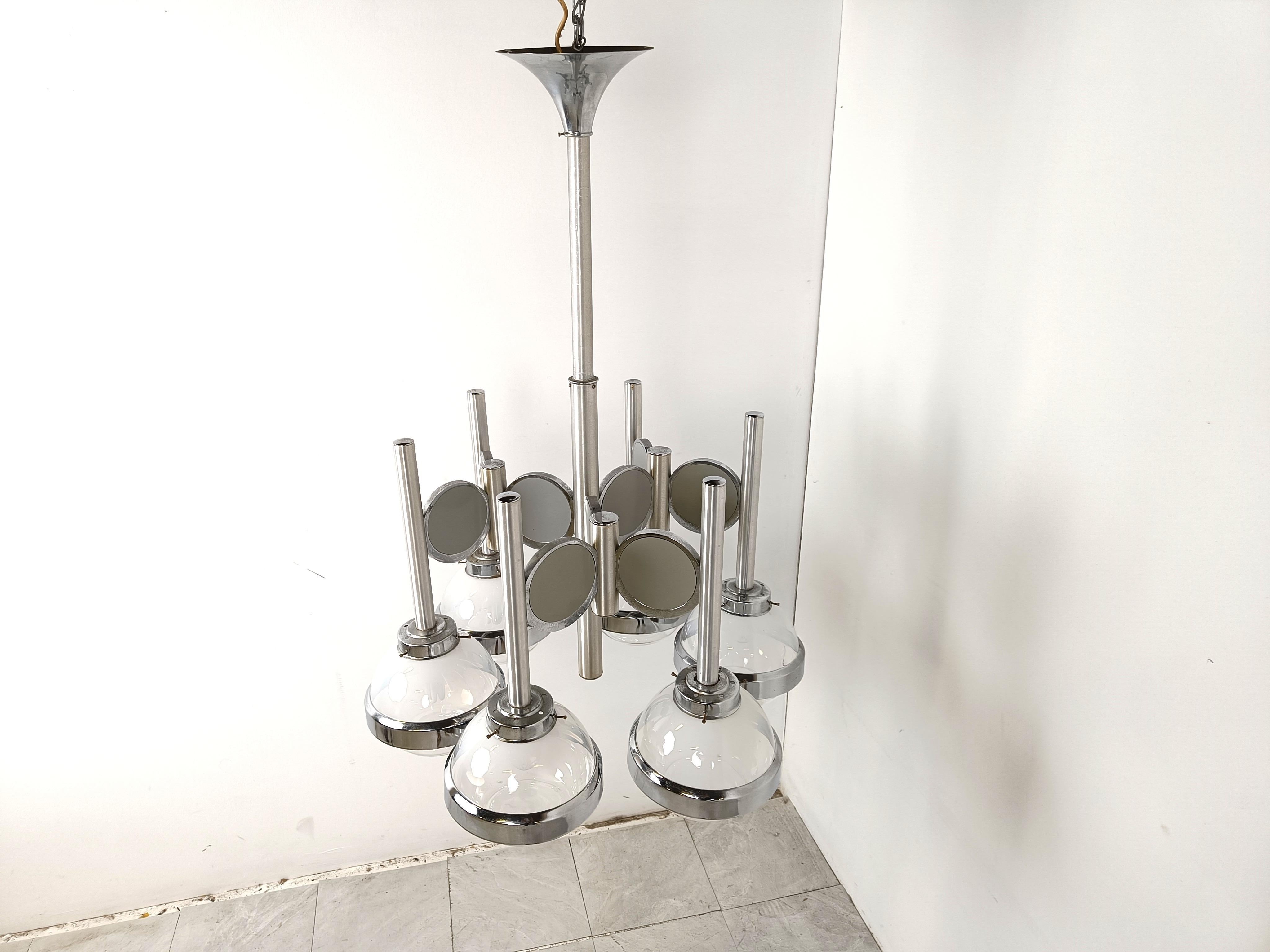 Lámpara de cristal italiano vintage globo de la era espacial, años 70 en Bueno estado para la venta en Leuven, Vlaams Gewest